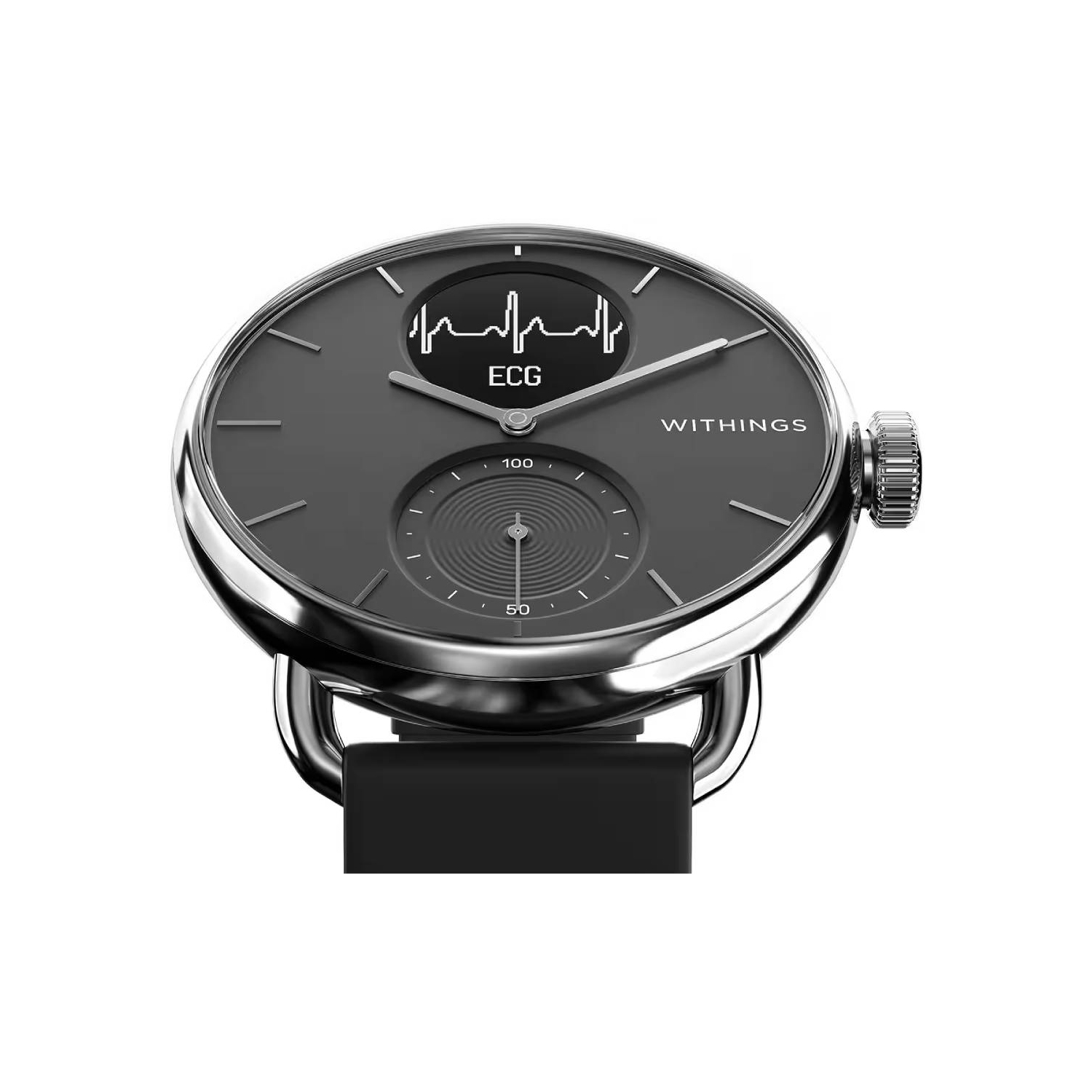 Withings ScanWatch 2 - Hybrid Smartwatch with ECG (42mm) Black Hybrid Dial / Black Silicone (HWA10-MODEL 4-ALL-ROW)