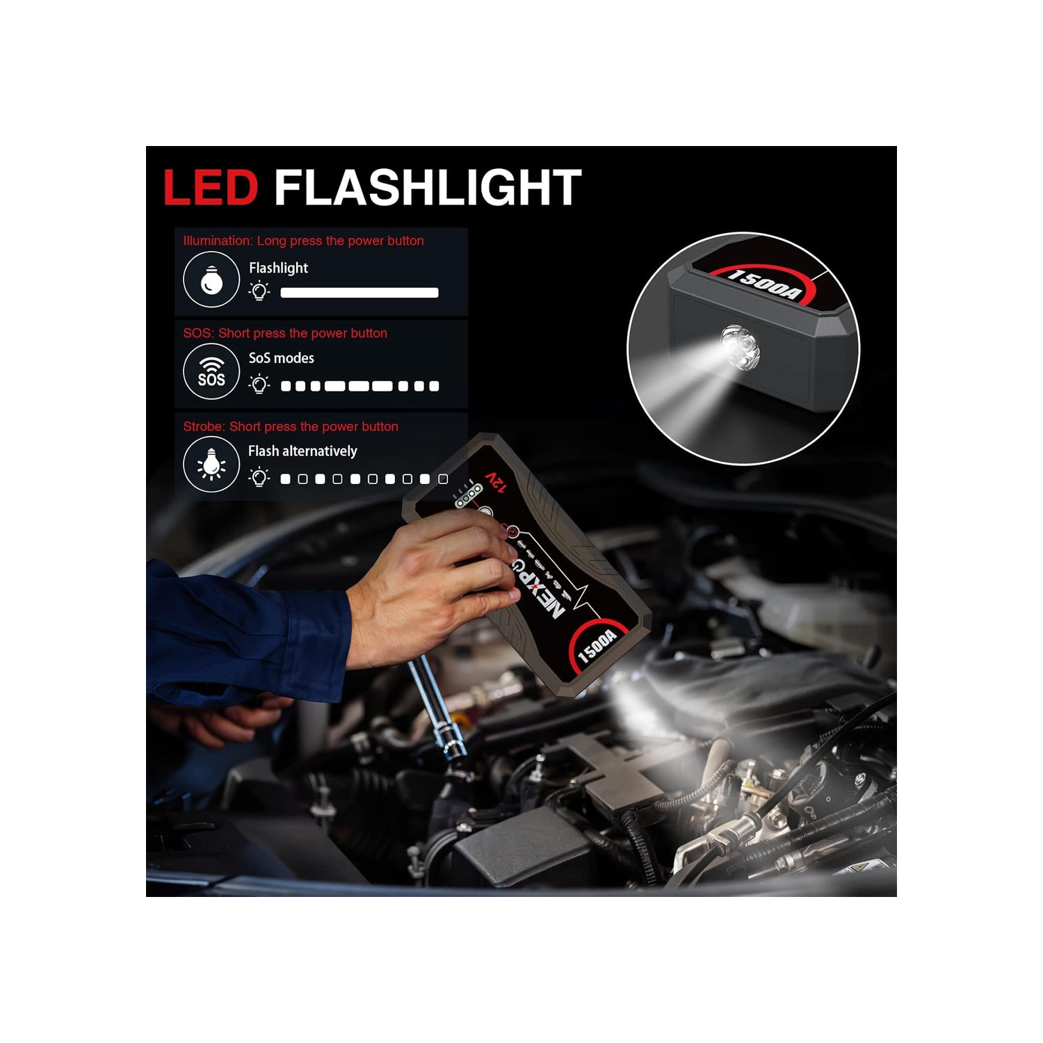 NEXPOW Q10S 1500A Peak Jump Starter with LED - Open Box