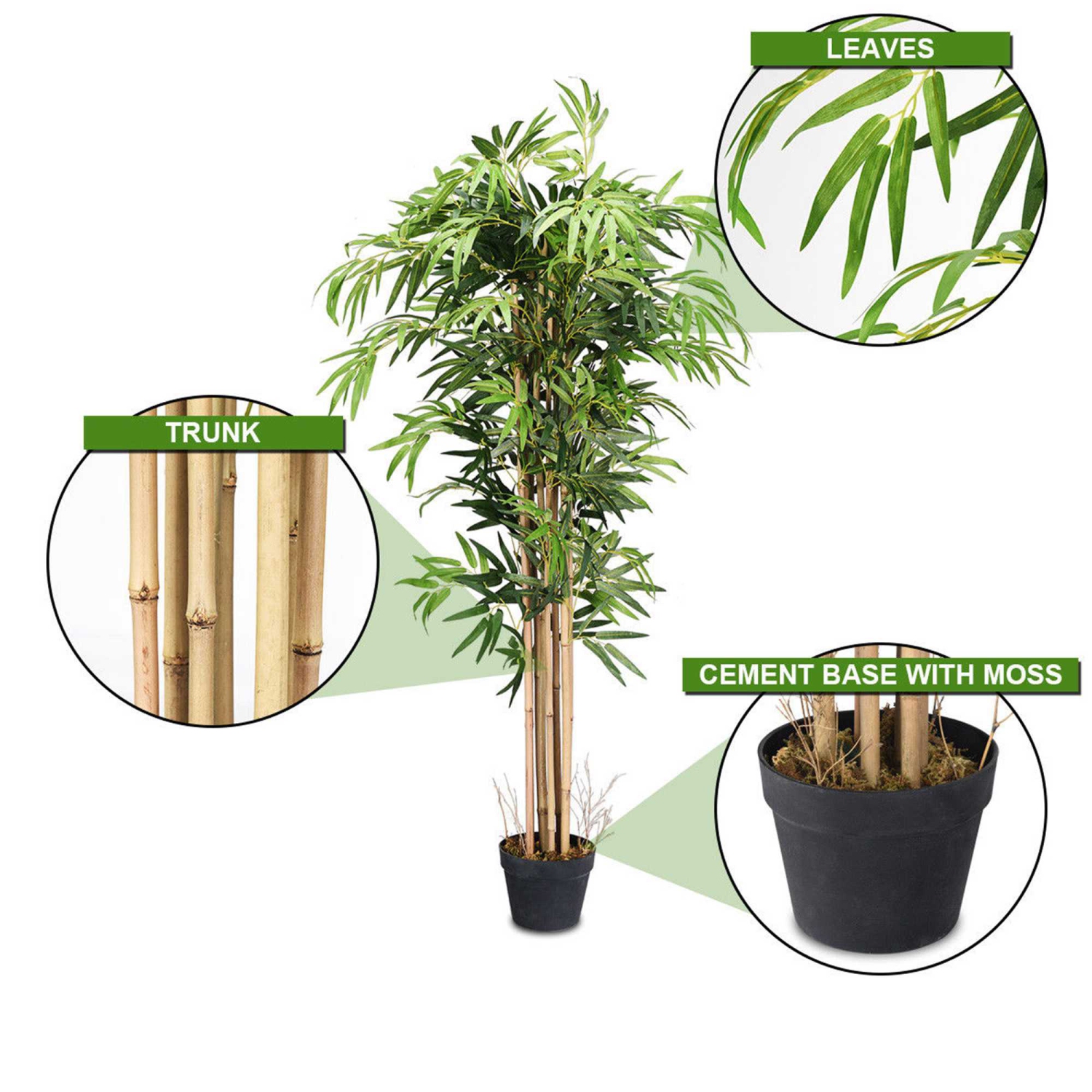Costway 5' Artificial Bamboo Silk Tree Green Indoor-Outdoor Home Decor Planter