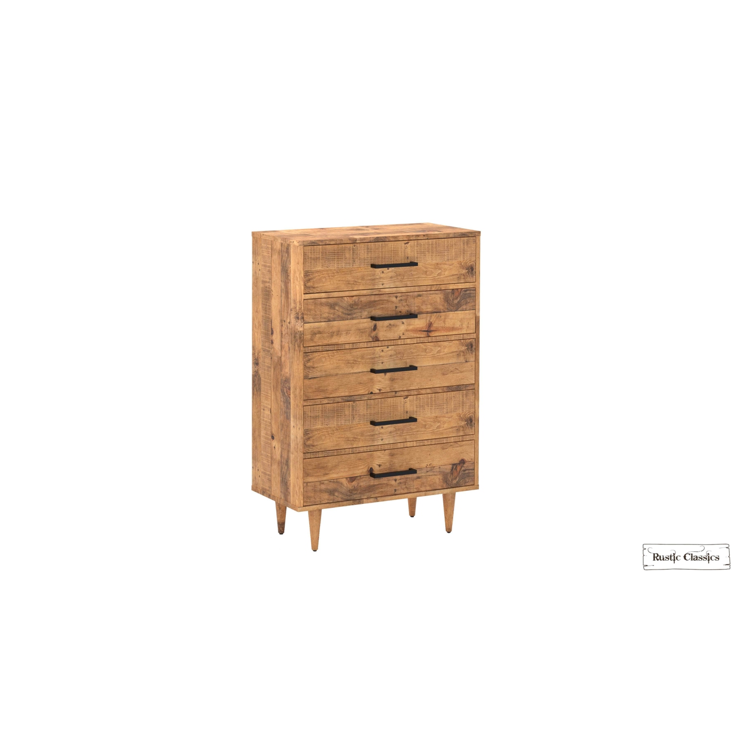 Ensemble de 5 meubles de chambre à coucher plateforme en bois récupéré aux épices Cypress de Rustic Classics
