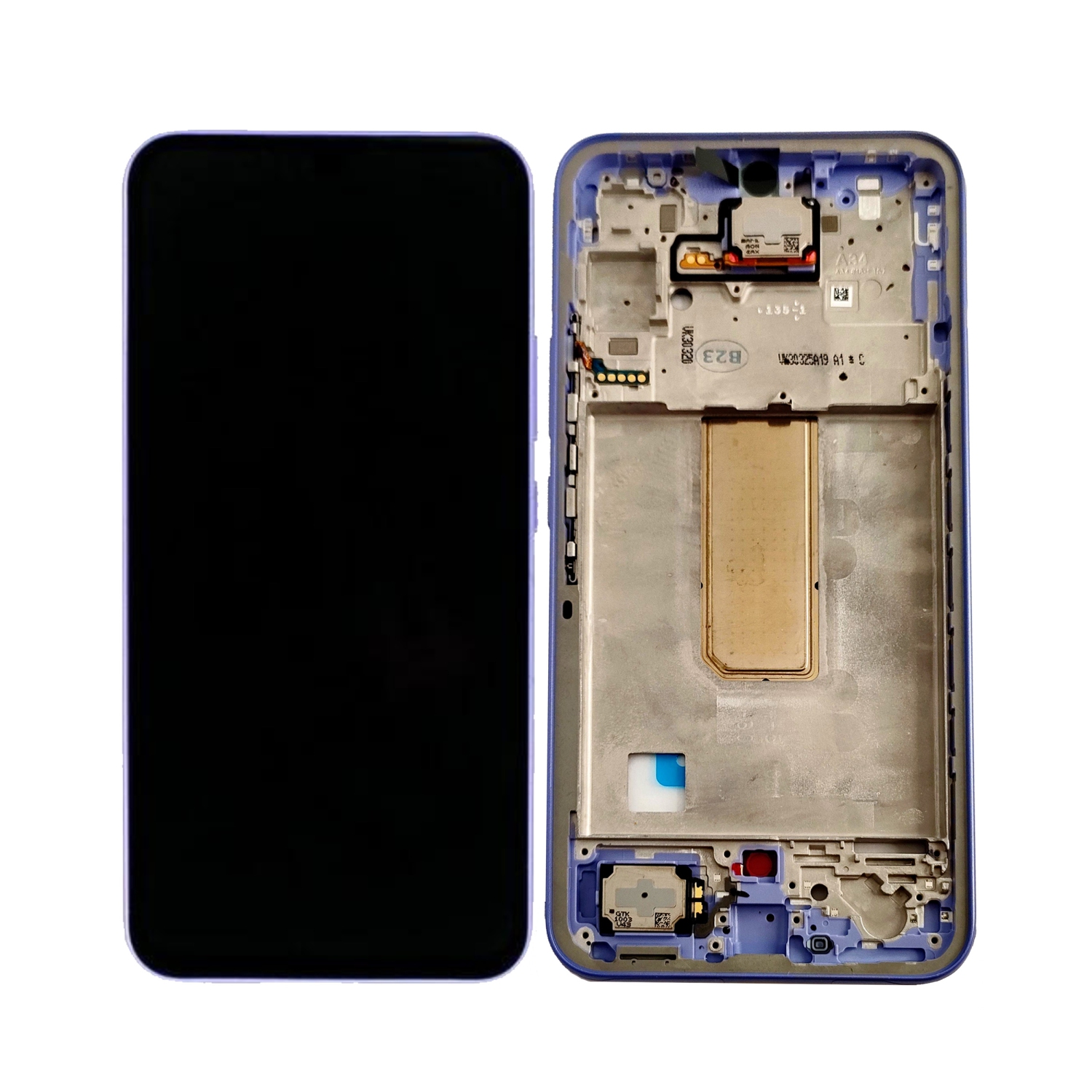 Refurbished - Excellent Premium Replacement OLED Assembly with Frame for Samsung Galaxy A34 -in Elegant Violet