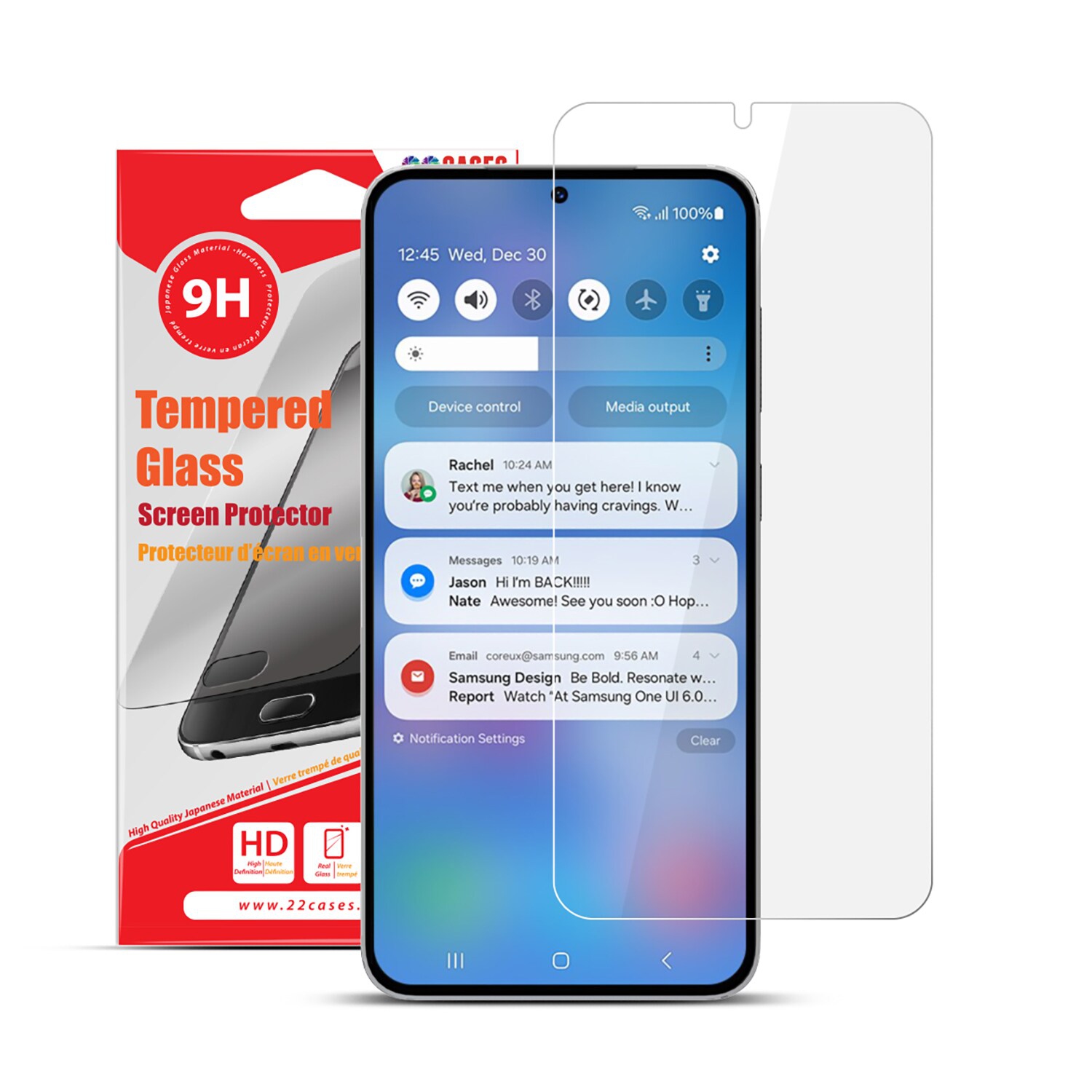 Protecteur d'écran en verre trempé de 22 Cases | Conçu pour le Galaxy S25/S24