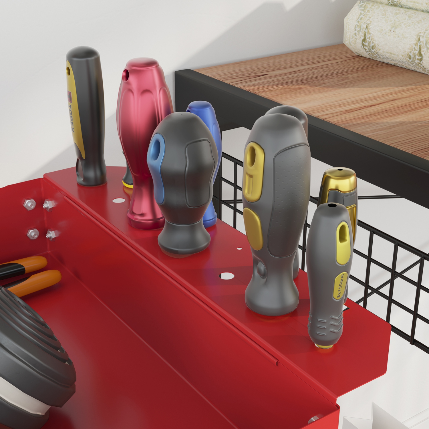 DURHAND 3 Tier Rolling Tool Cart with Wheels, 330 LBS Capacity Heavy Duty Utility Cart, Steel Mobile Service Cart for Garage, Mechanics and