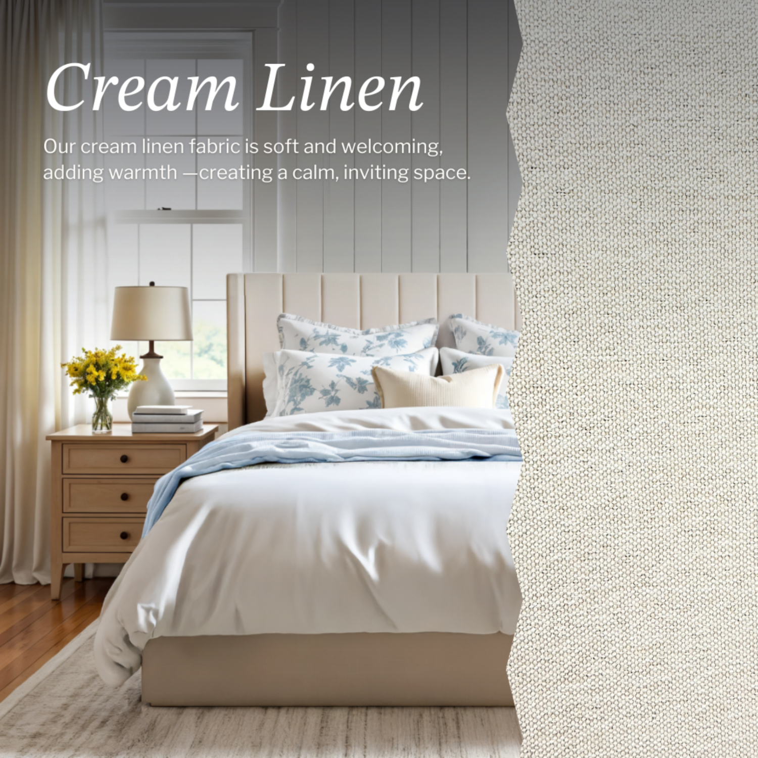 Cadre de très grand lit Jenny avec rangement relevable, cadre de très grand lit en métal recouvert et tête de lit à ailettes, aucun sommier requis