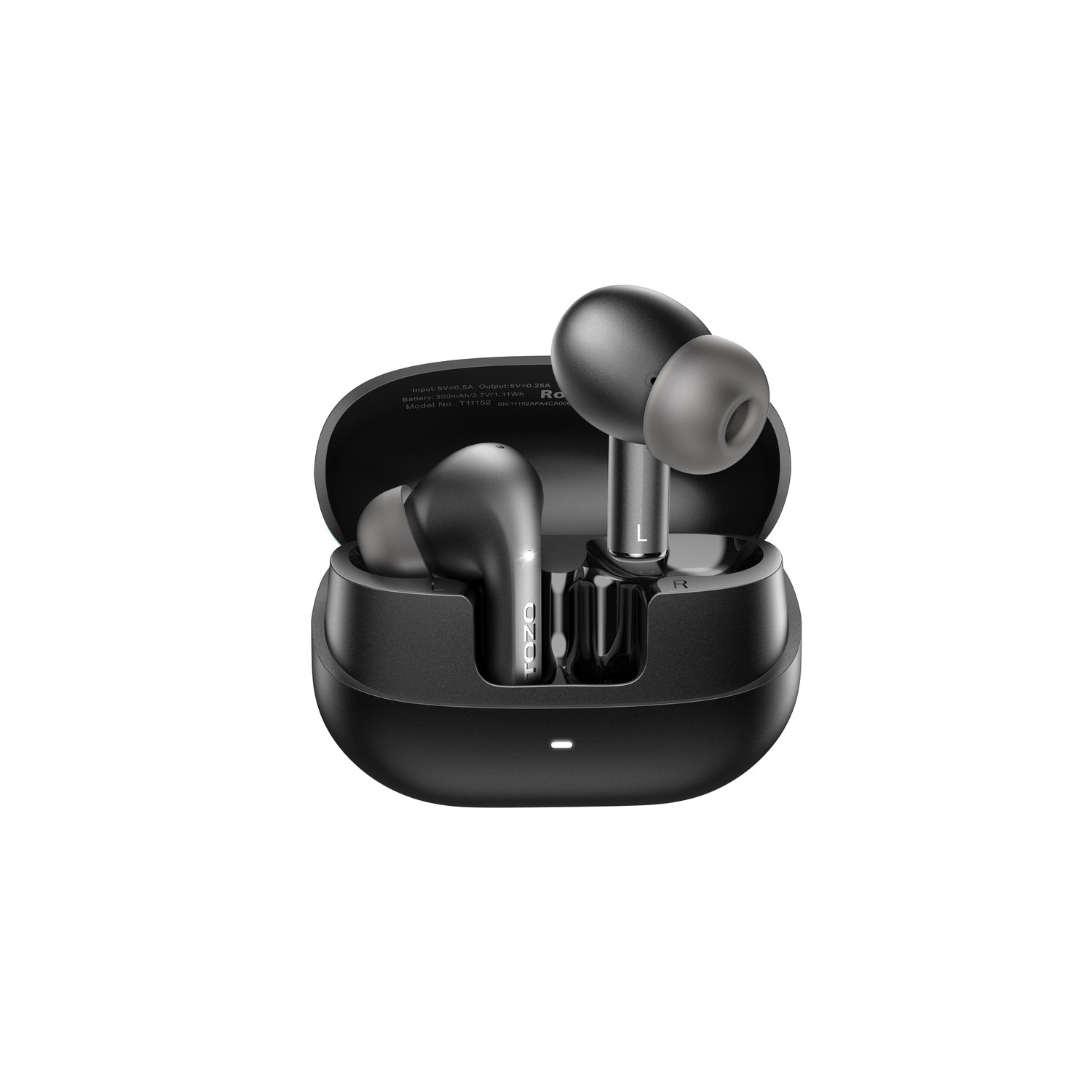 TOZO E2 True Wireless Earbuds In-Ear ENC Noise Cancelling 2 Mics for Clear Calls Bluetooth Water/Sweat Resistant - Black