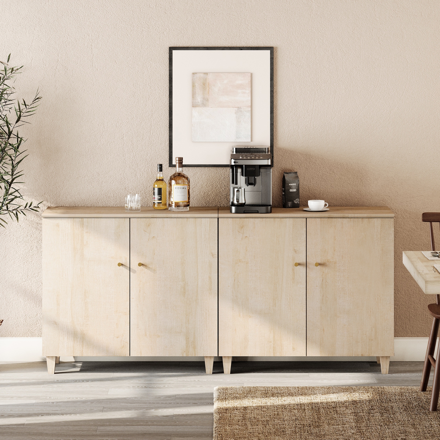 WAMPAT 2-in-1 Sideboard Buffet Cabinet, 70.8" Modern Storage Cabinet with Shelves&Doors, Wooden Coffee Bar Accent Cabinet Kitchen Credenza for Dining