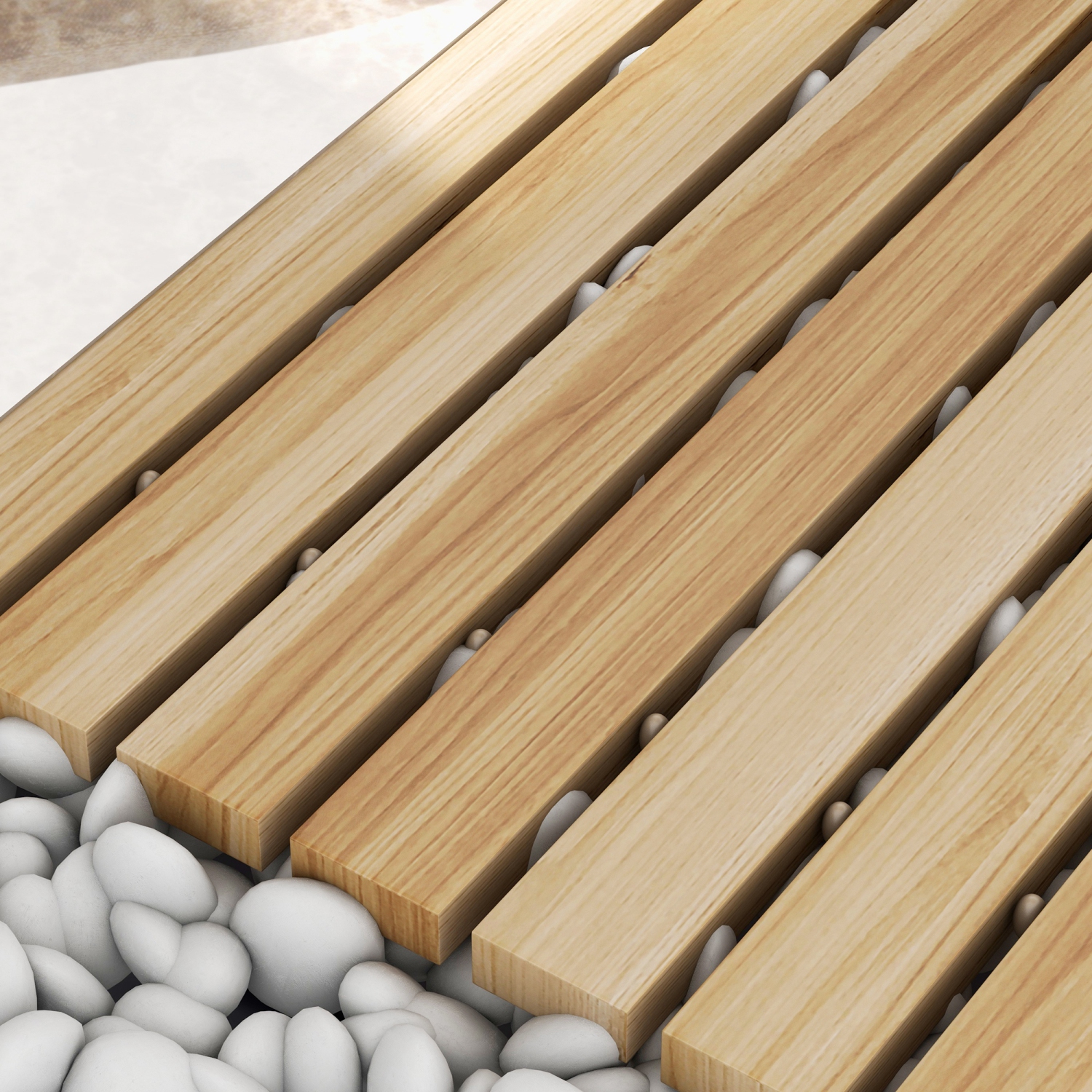 Chemin de jardin en bois Outsunny de 47&nbsp;po, allée droite coulissante résistante aux intempéries, promenade décorative pour la plage, mariage,