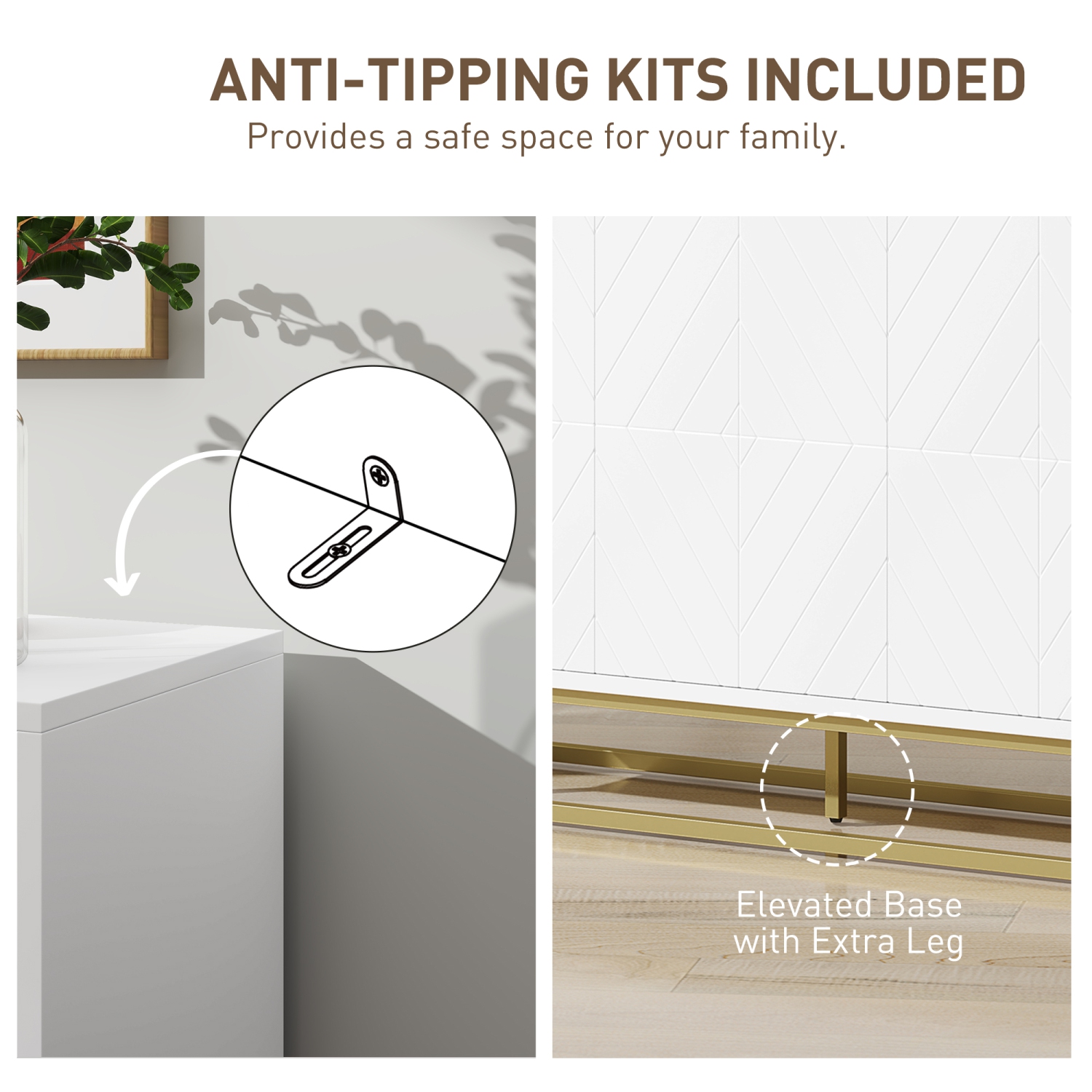 HOMCOM 47" Sideboard Buffet Cabinet with Storage, Contemporary Coffee Bar with Adjustable Shelves and Metal Legs, Kitchen Storage Cabinet with