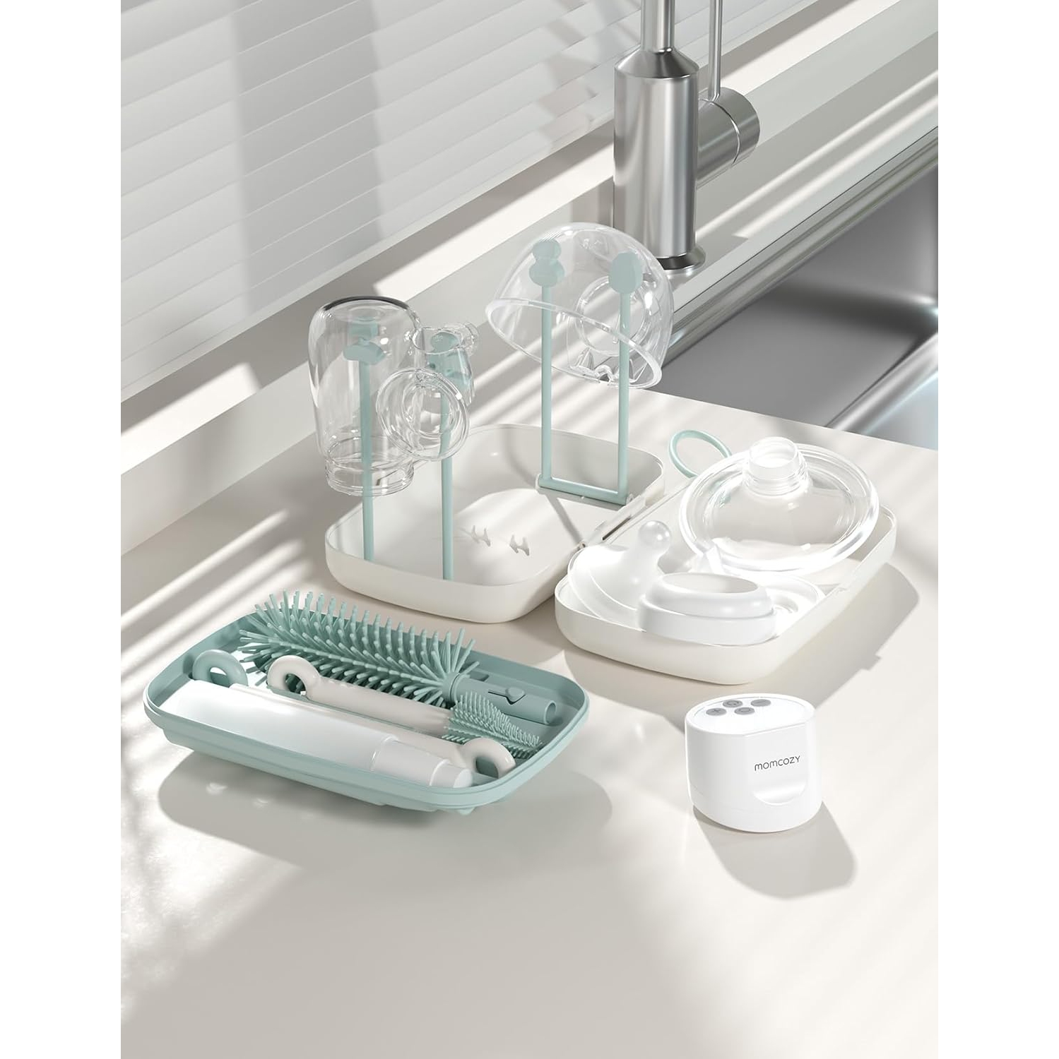 Momcozy 22oz Portable Breast Milk Cooler for Outdoor, 360°Total Cooling for 24Hours & Momcozy Bottle Brush Kit, Innovative Push-Press Design for