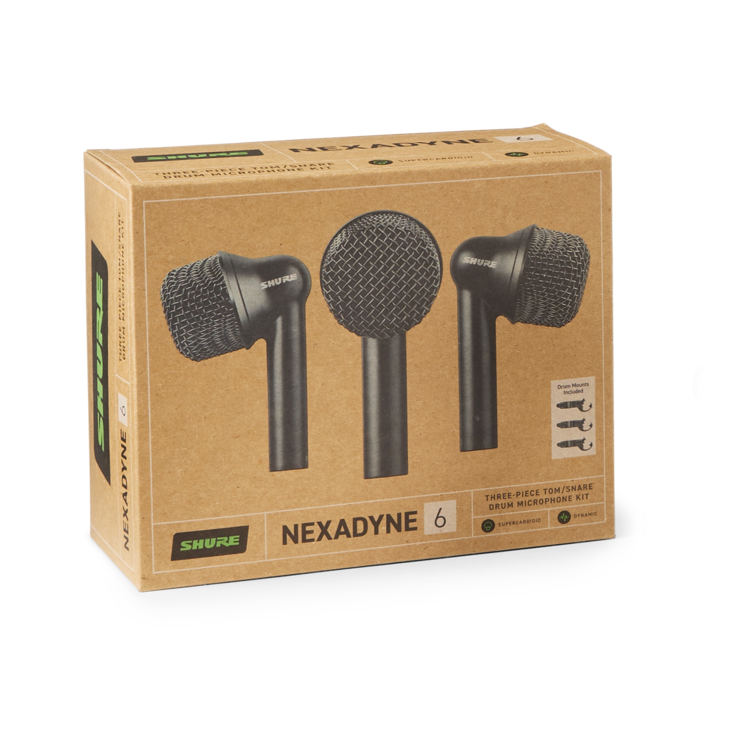 Microphone dynamique supercardioïde pour toms/caisse claire Nexadyne 6 de Shure - Paquet de 3