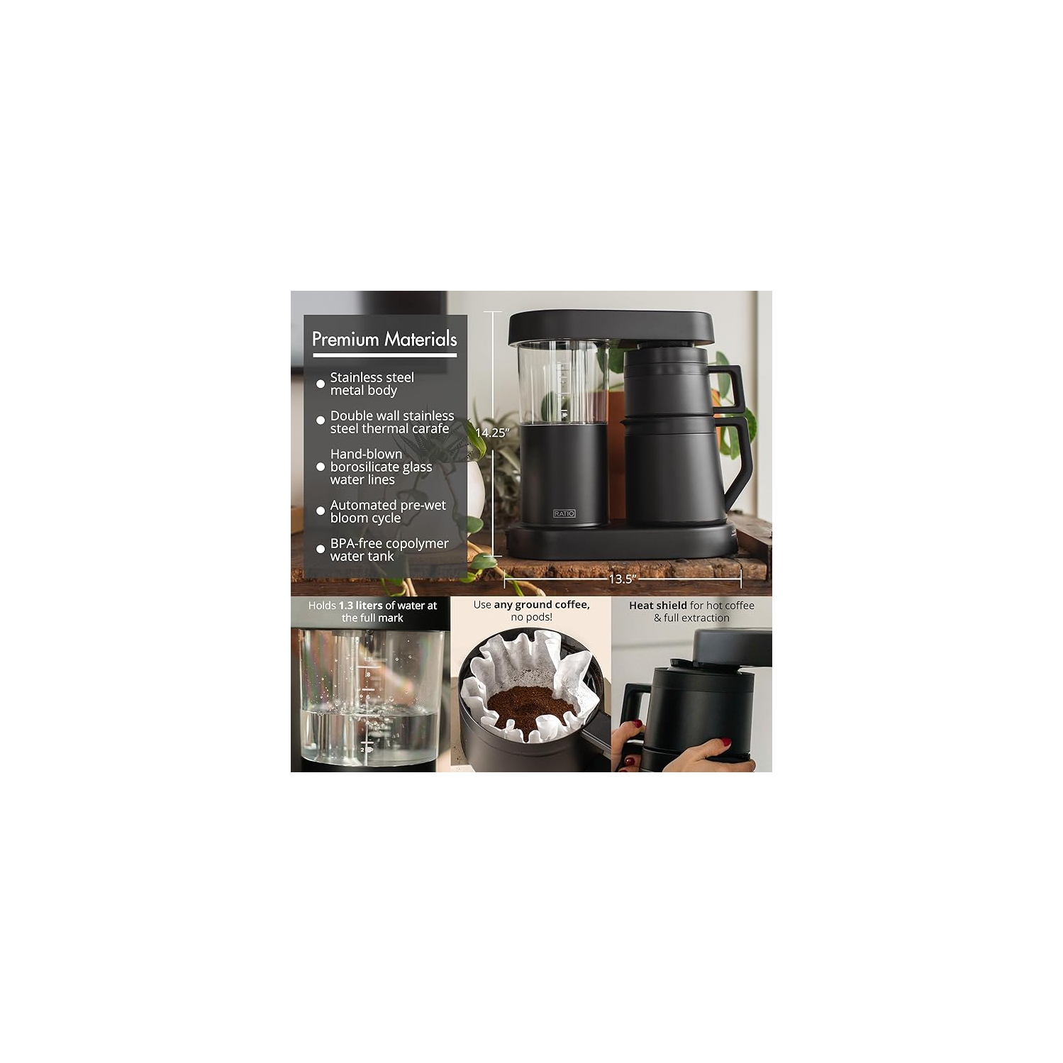 Cafetière Ratio Six de conception supérieure pour une expérience de café incomparable