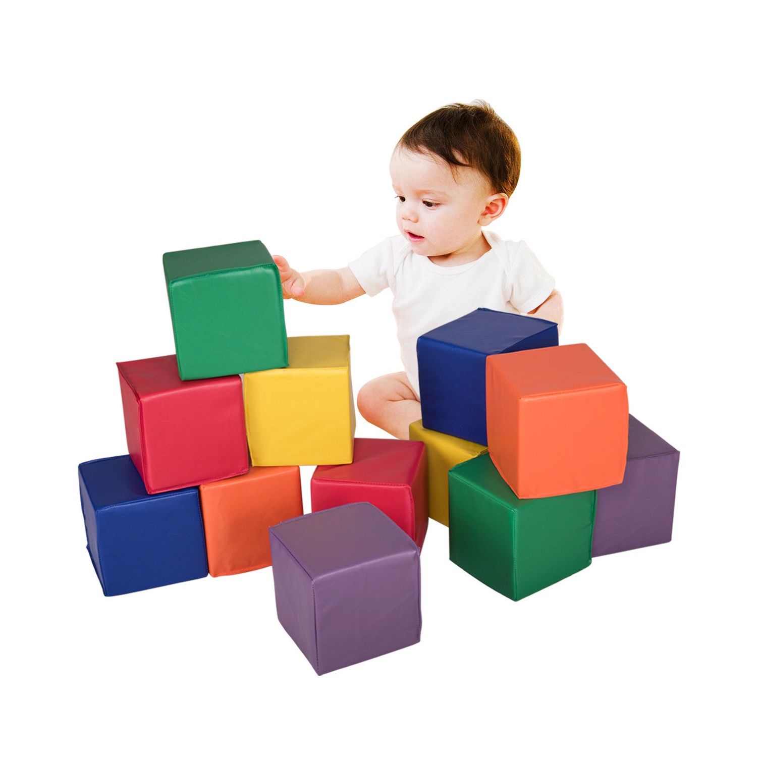 Gymax 24-Piece 8'' PU Foam Big Building Blocks Colorful Soft Blocks Play Set For Kids