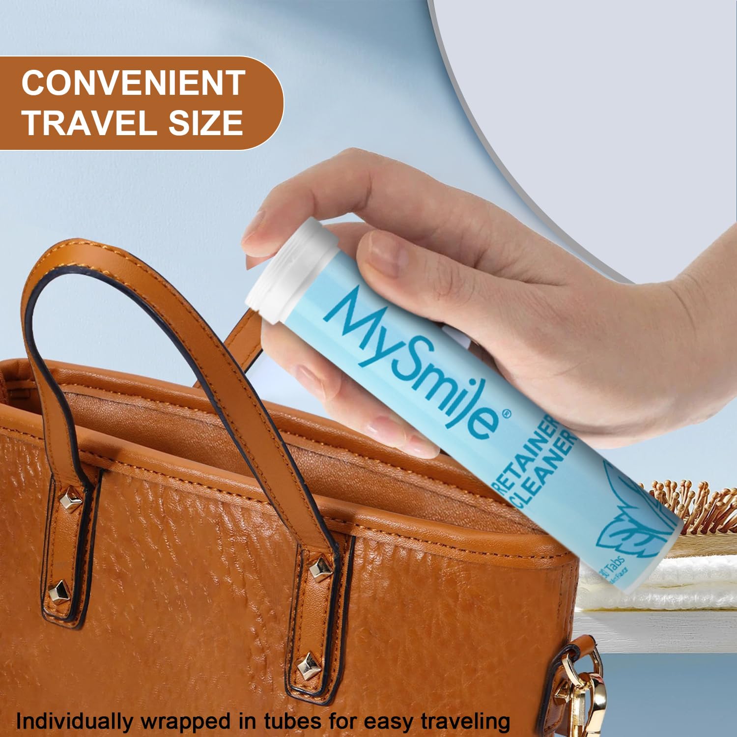 MySmile Retainer Cleaner with 120 Denture Cleaning Tablets, Quickly Remove Odors, Discoloration Stains & Plaque from Aligner, Mouth Guard, Night