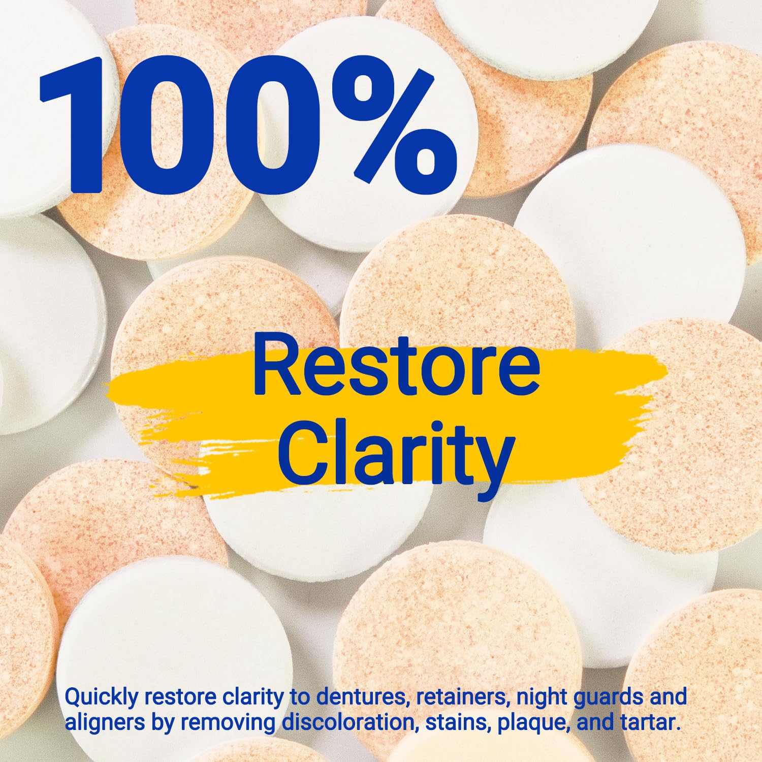 MySmile Retainer Cleaner with 120 Denture Cleaning Tablets, Quickly Remove Odors, Discoloration Stains & Plaque from Aligner, Mouth Guard, Night