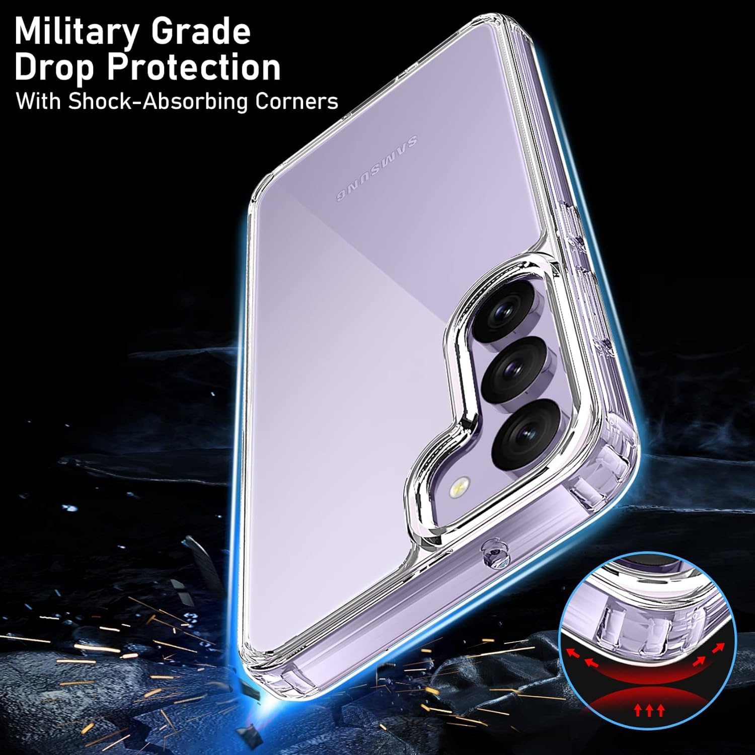 Samsung S23 Clear Case with Shockproof Bumper Durable Transparent Cover with Impact-Resistant Protection