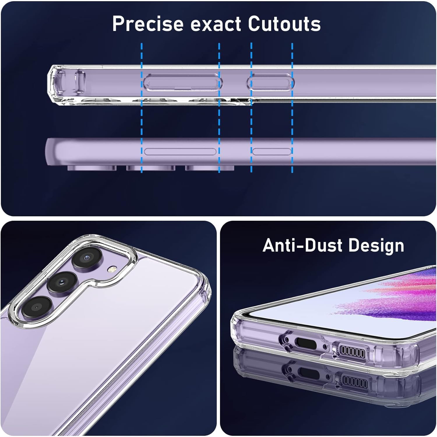 Samsung S23 Clear Case with Shockproof Bumper Durable Transparent Cover with Impact-Resistant Protection