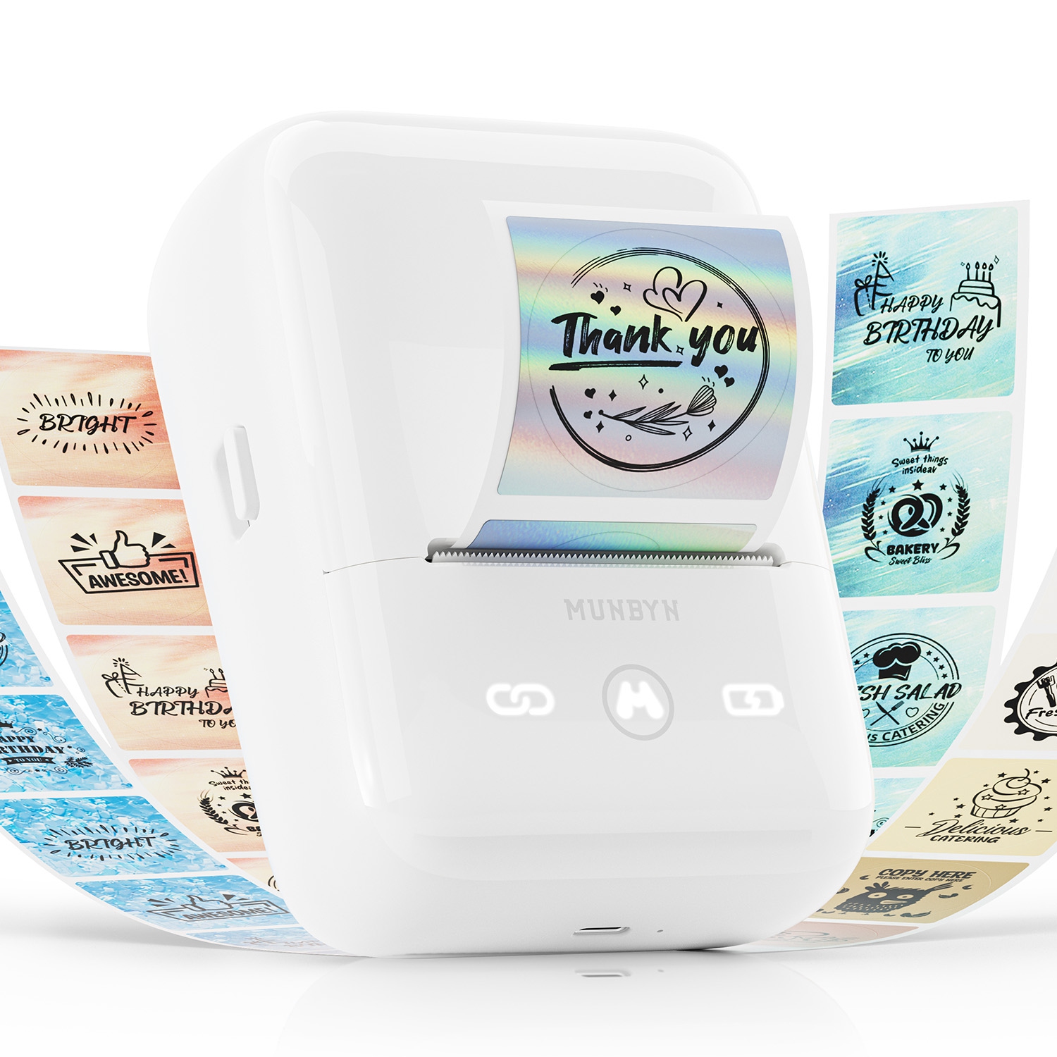 MUNBYN FM226 Bluetooth Portable Label Maker, White