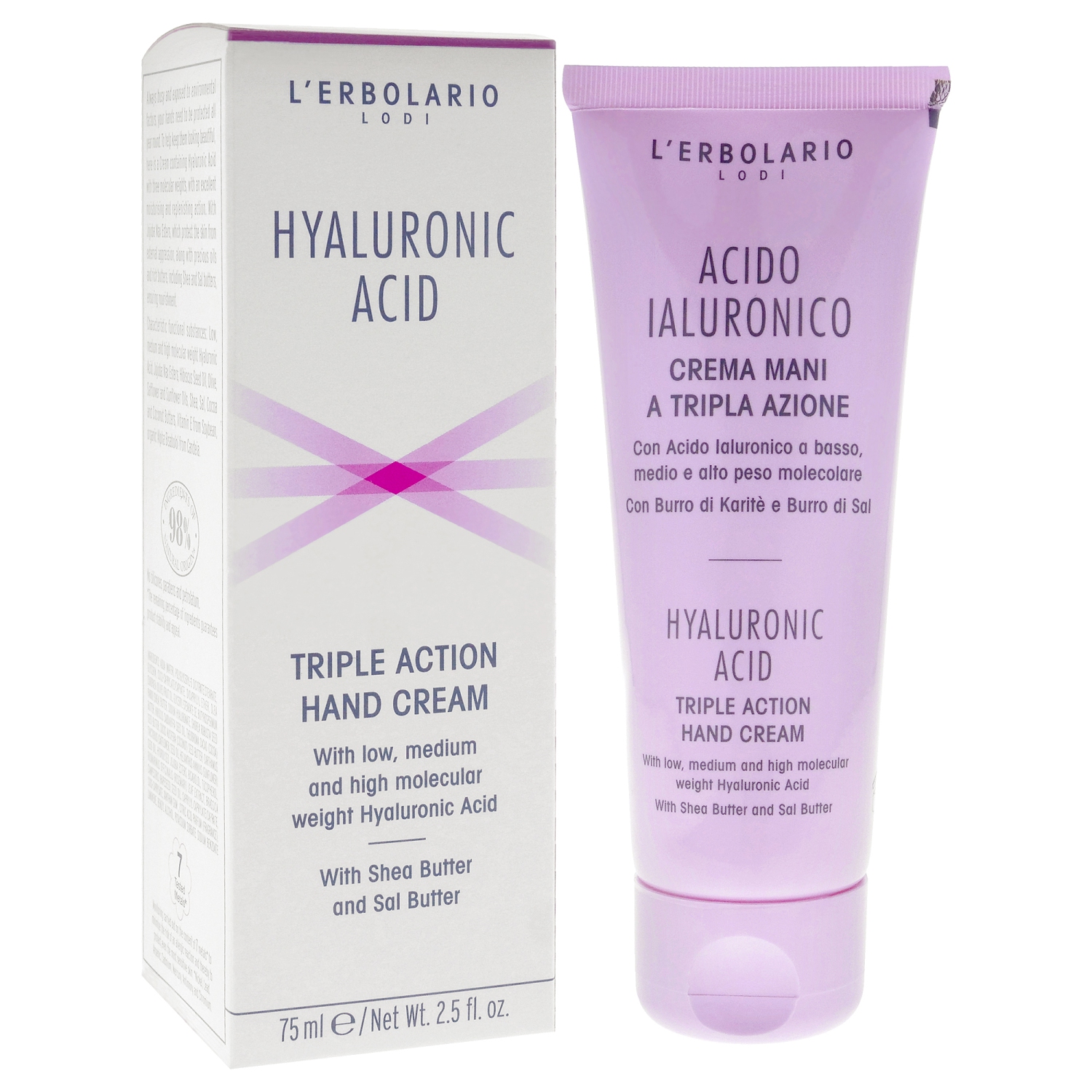 Hyaluronic Acid Triple Action Hand Cream by LErbolario for Unisex - 2.5 oz Cream