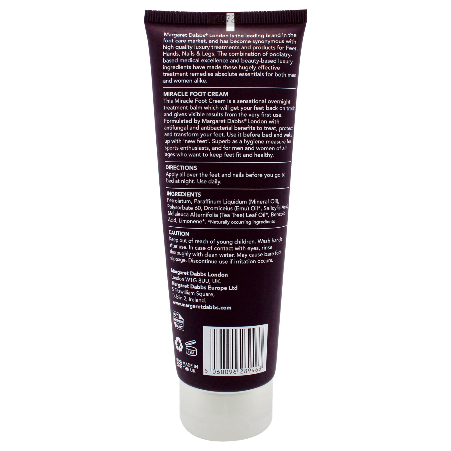 Miracle Foot Cream Tube by Margaret Dabbs for Unisex - 3.38 oz Cream