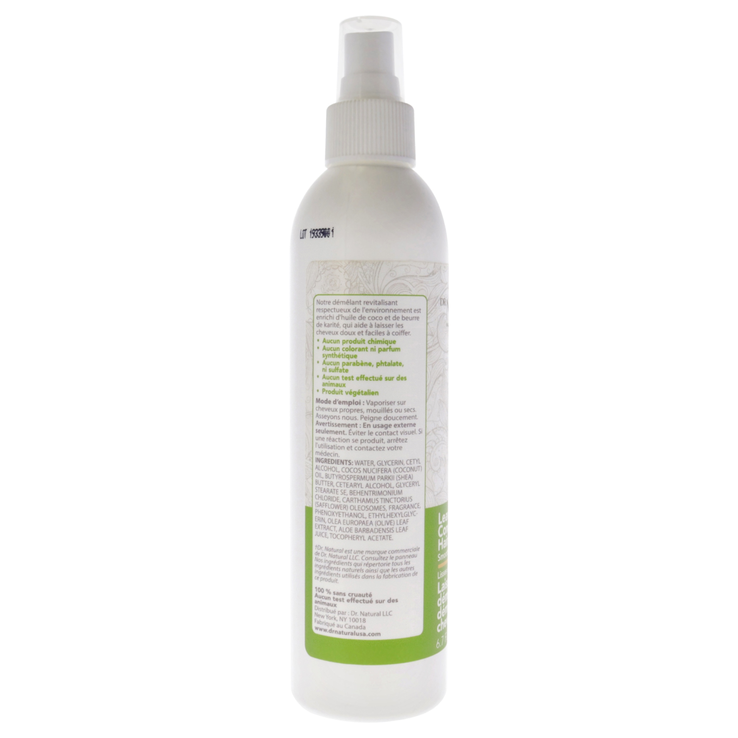 Leave in Conditioner and Hair Detangler by Dr. Natural for Unisex - 6.7 oz Conditioner