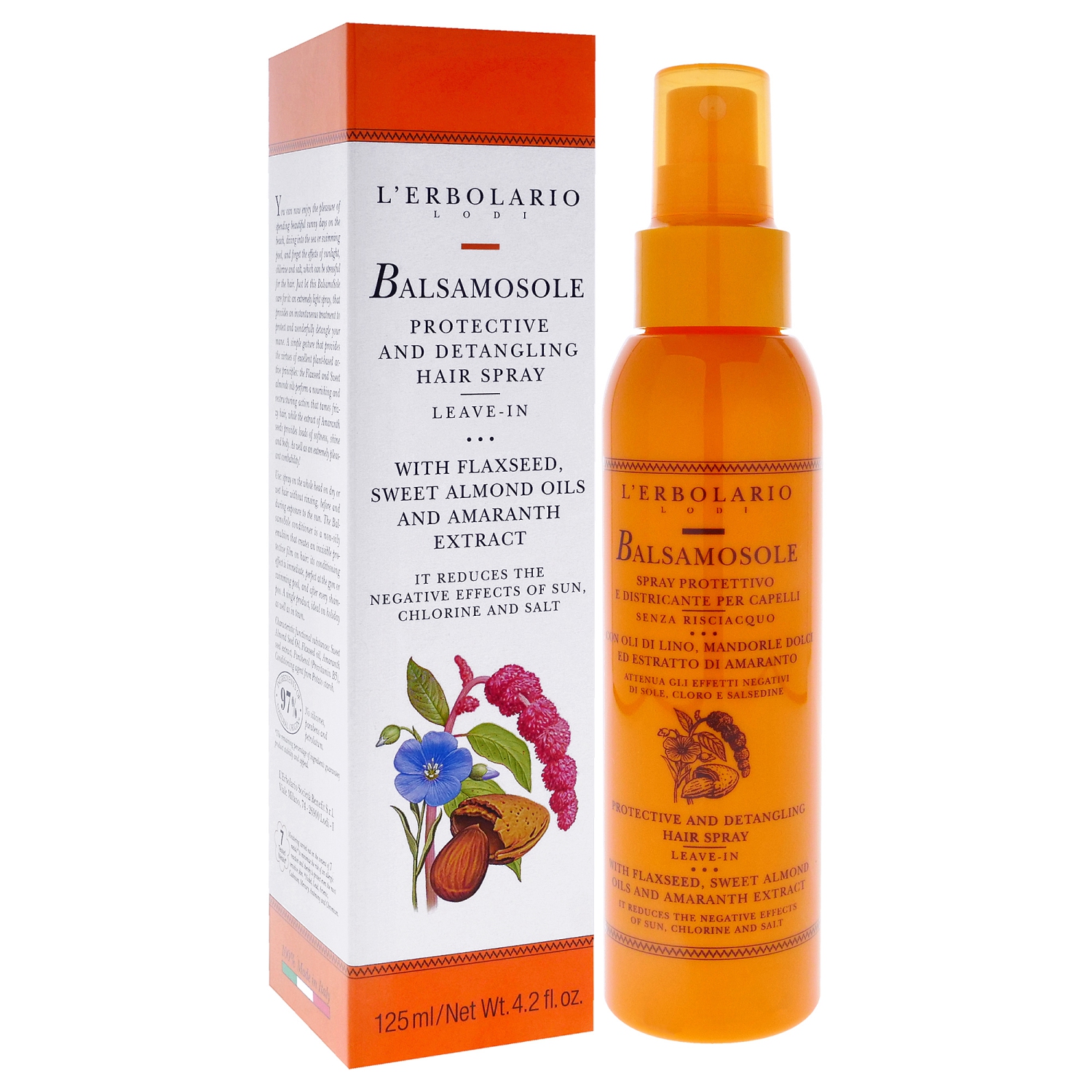 Balsamosole Protective and Detangling Hair Spray Leave-In by LErbolario for Women - 4.2 oz Hair Spray