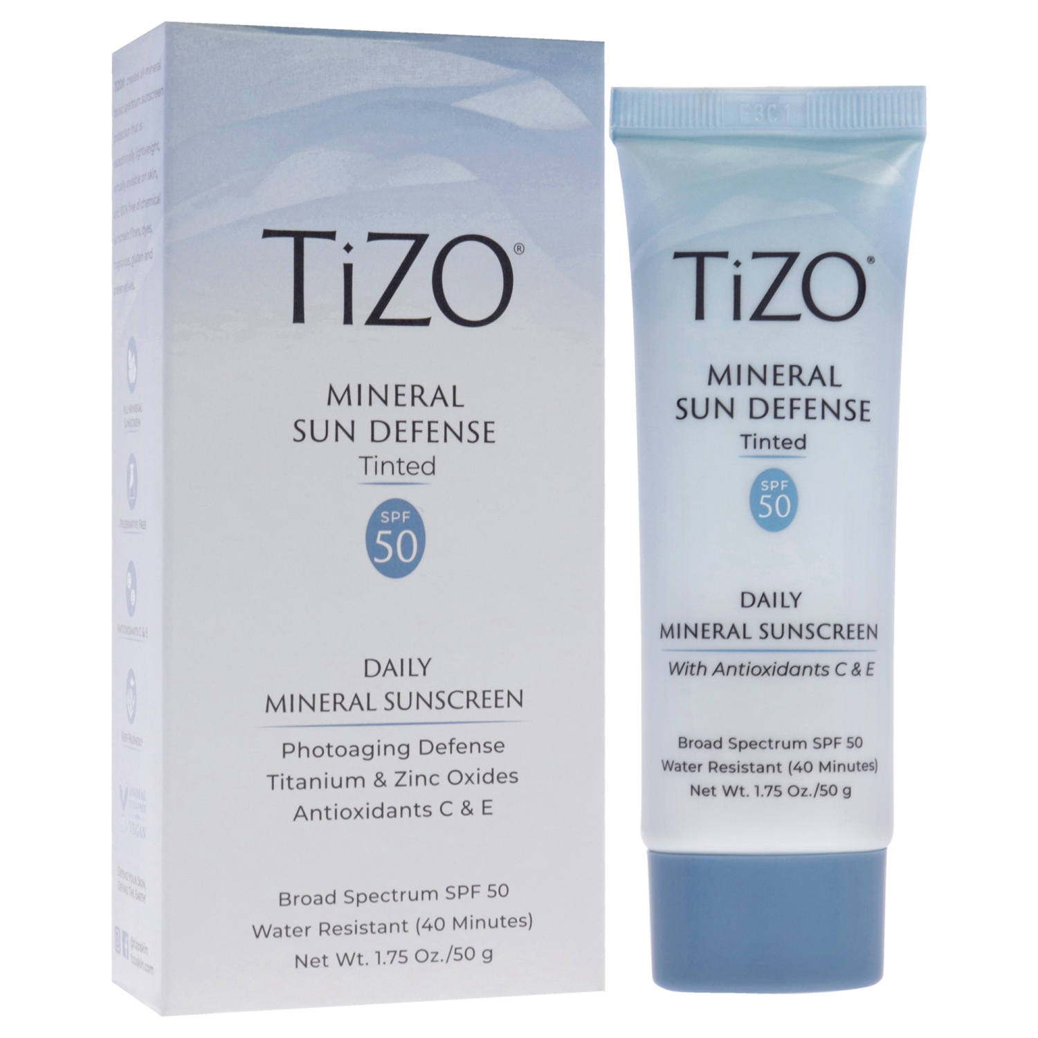 Mineral Sun Defense teinté FPS 50 par Tizo pour Femme - Écran solaire 1,75&nbsp;oz