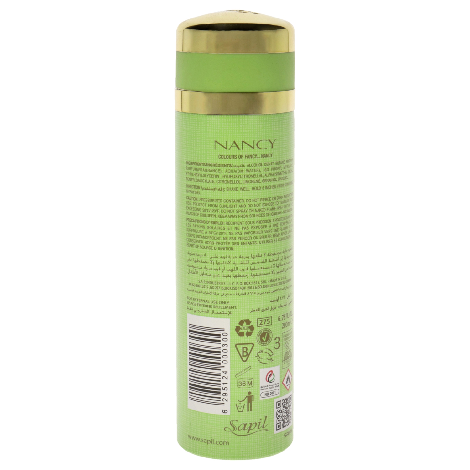 Nancy Green by Sapil for Women - 6.76 oz Deodorant Spray