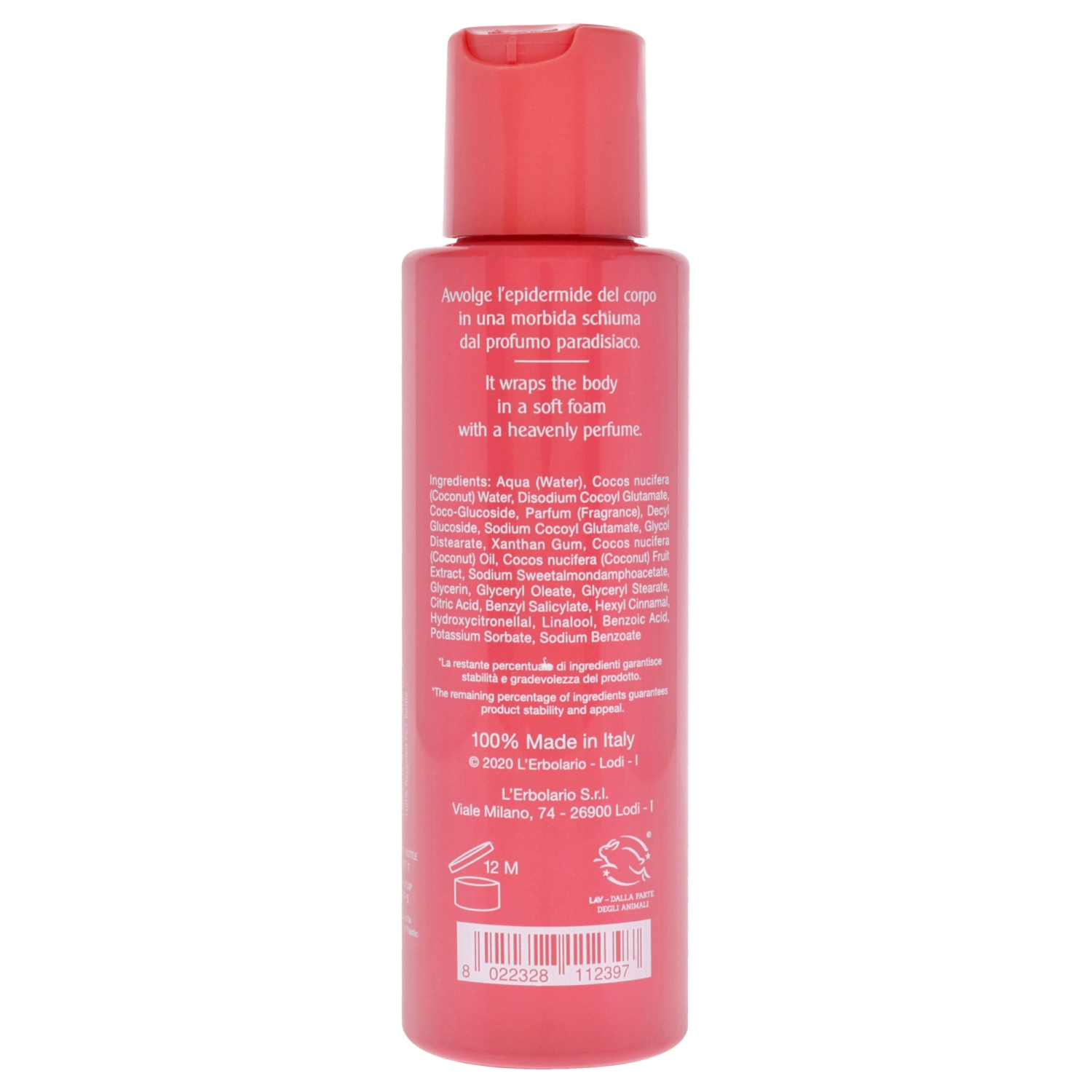 Bath Cream - Coconut by LErbolario for Unisex - 3.3 oz Foam