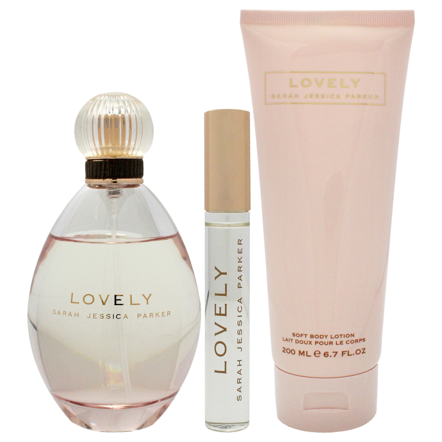 Lovely by Sarah Jessica Parker for Women - 3 Pc Gift Set 3.4oz EDP Spray, 0.34oz EDP RollerBall, 6.7oz Body Lotion