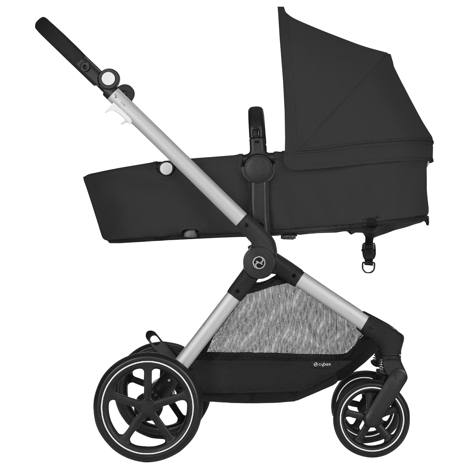 Cybex EOS Stroller + Aton 2 Infant Car Seat - Moon Black/Silver Frame