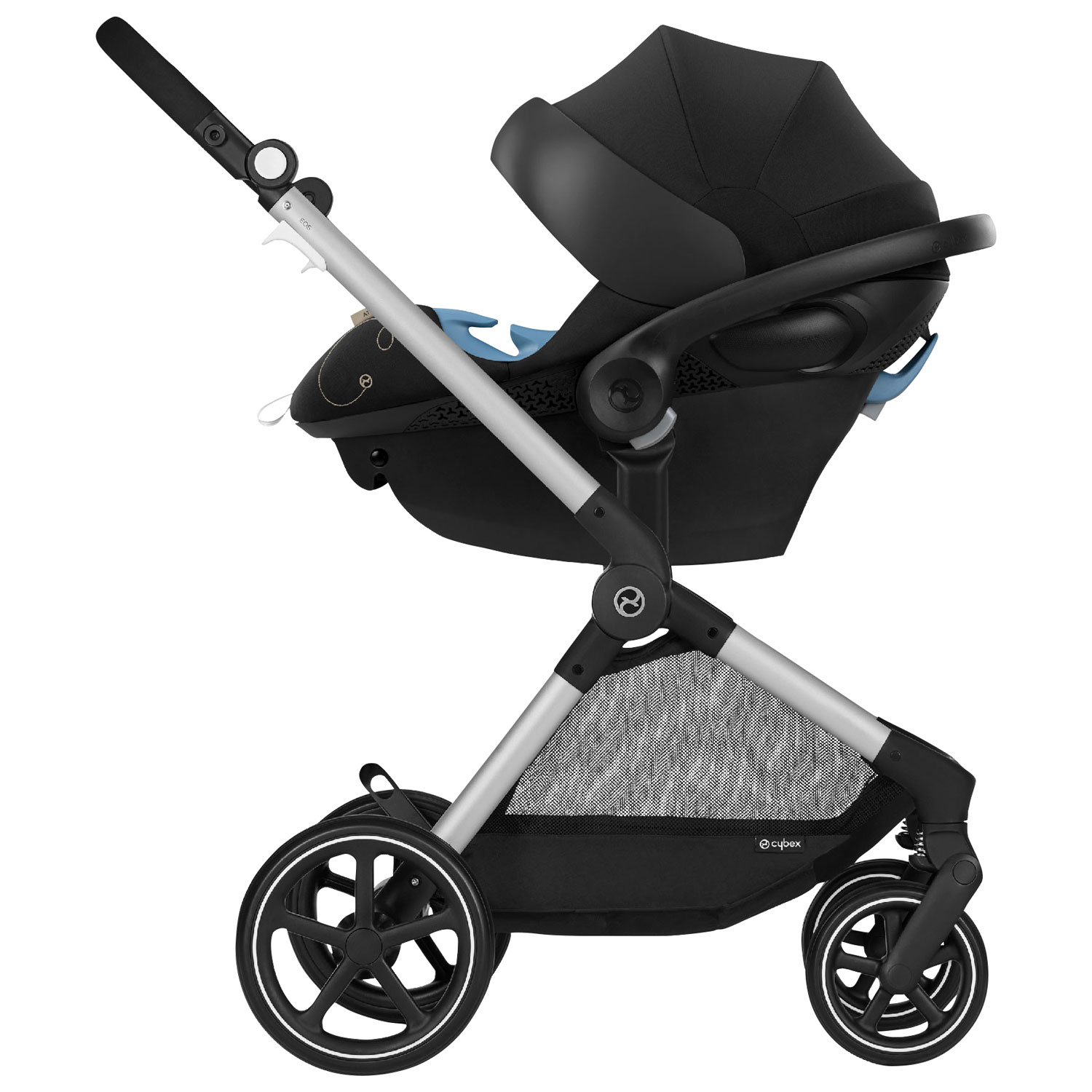 Cybex EOS Stroller + Aton 2 Infant Car Seat - Moon Black/Silver Frame