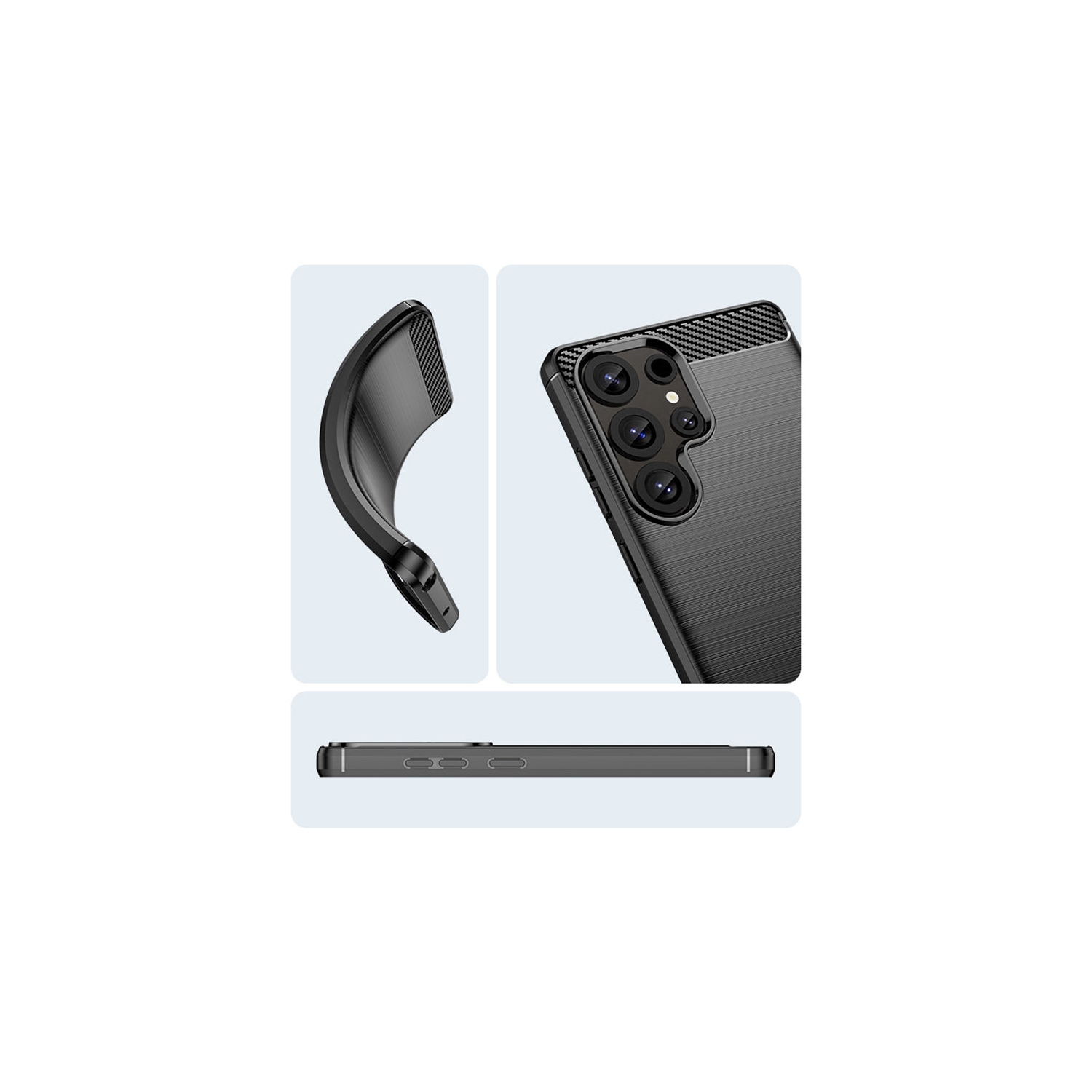 PANDACO Black Brushed Metal Case for Samsung Galaxy S25 Ultra