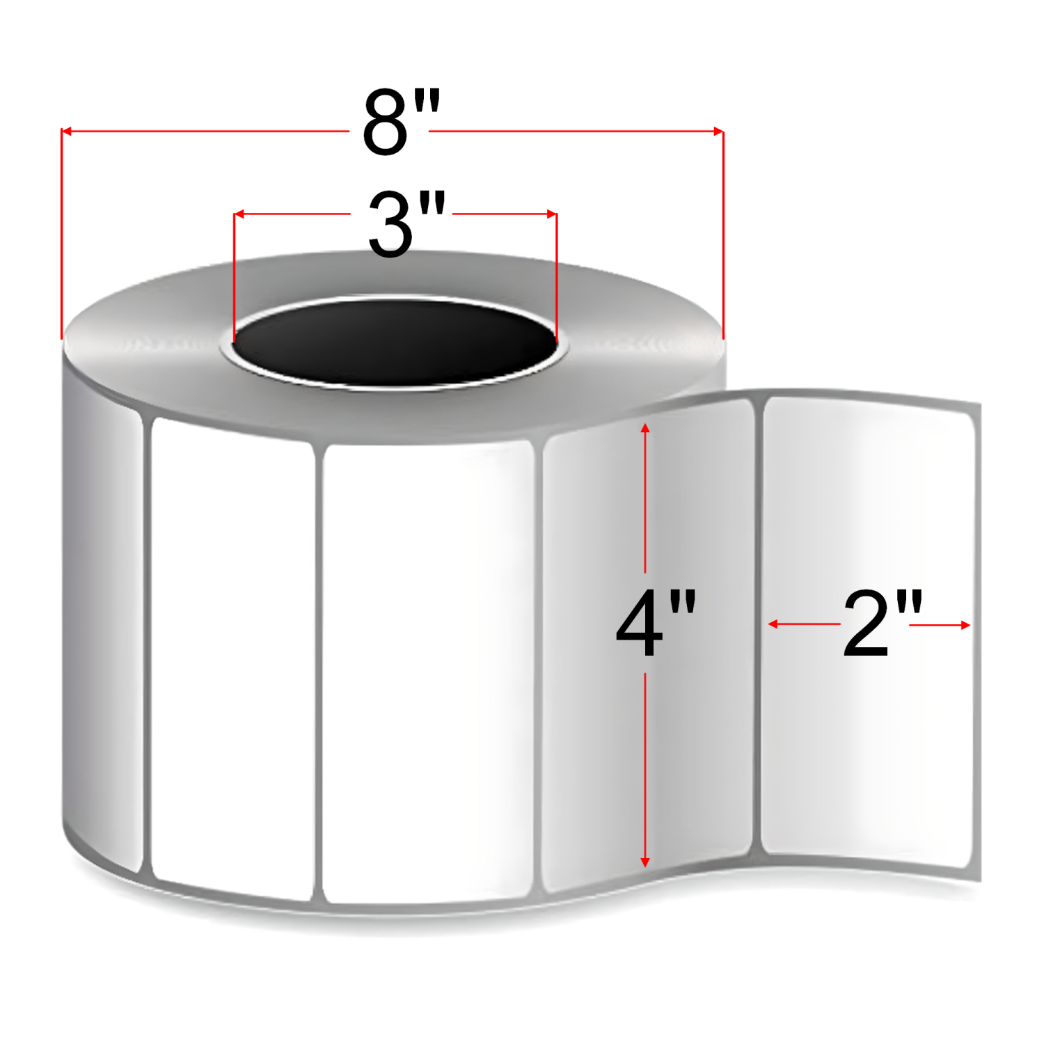[4 Rolls, 11500 Labels] Alpha Label - 4" x 2" Thermal Transfer Labels, 3” Core, 8” OD, Ribbon Required, Made in Canada
