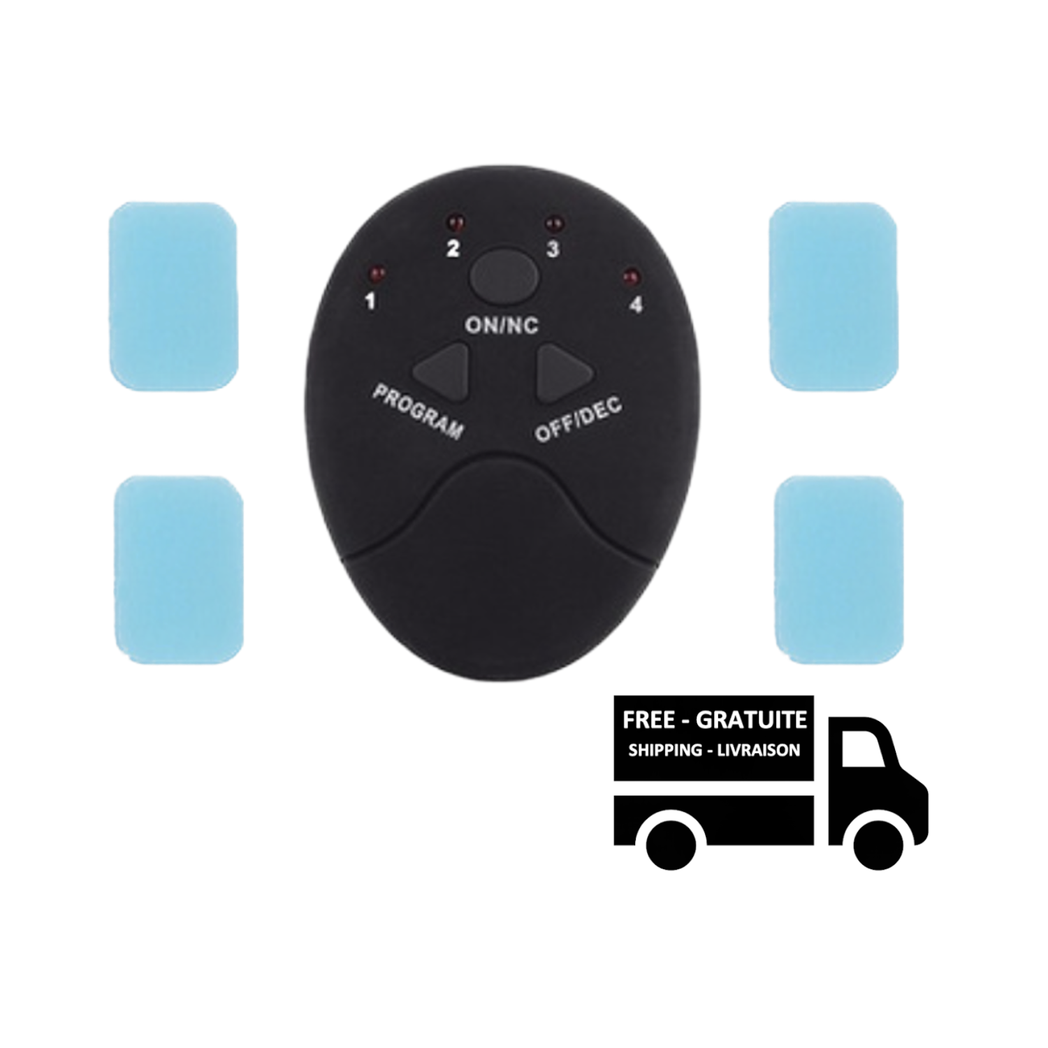 Télécommande EMS Lifestyle de Stimula + 4 tampons en gel pour ABS électronique EMS Tactical ABS, bras pour fesses, cuisses et muscles de la hanche