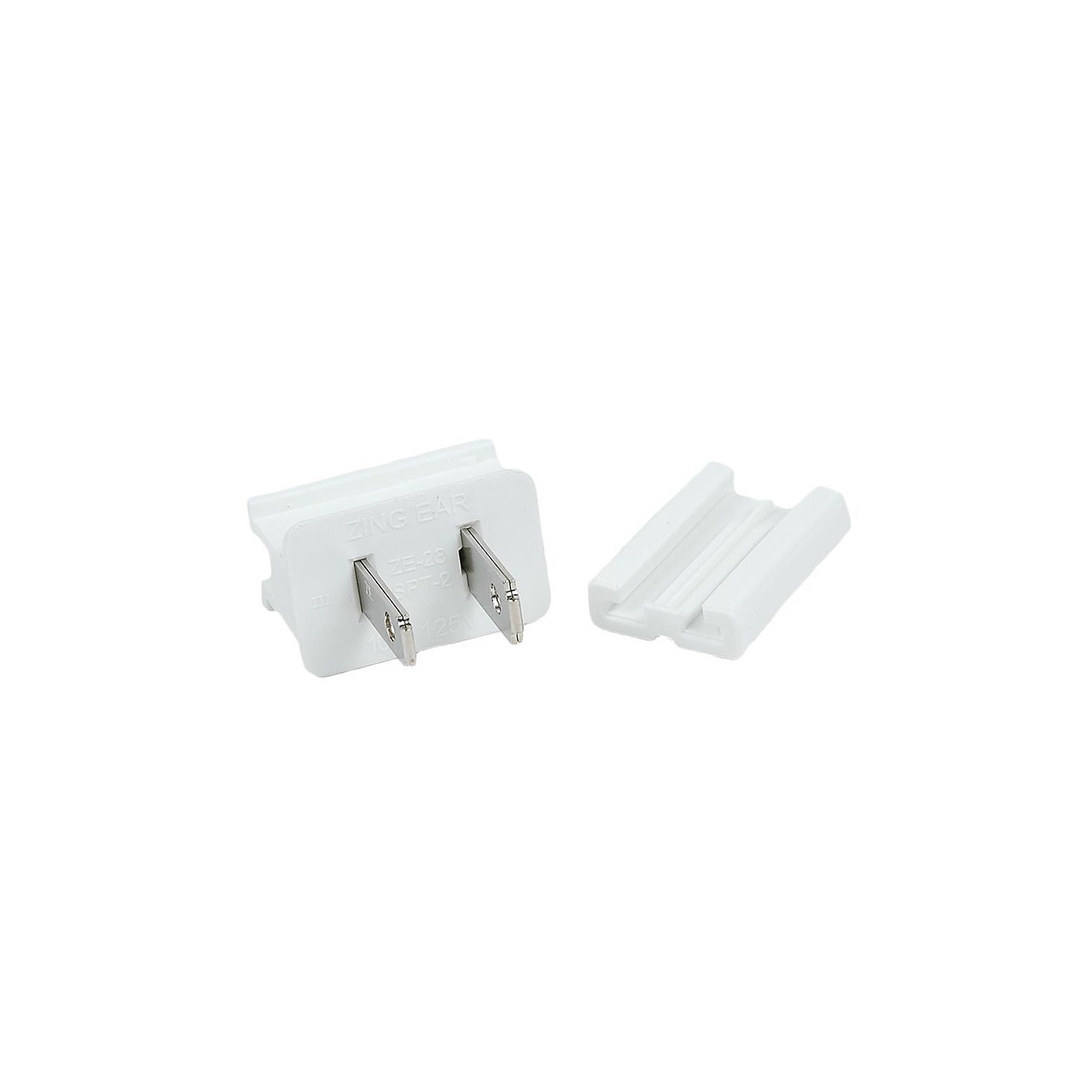 Novelty Lights SPT-2 Male and Female Plug, Snap On Vampire Plugs, White, Polarized, 10 Amp