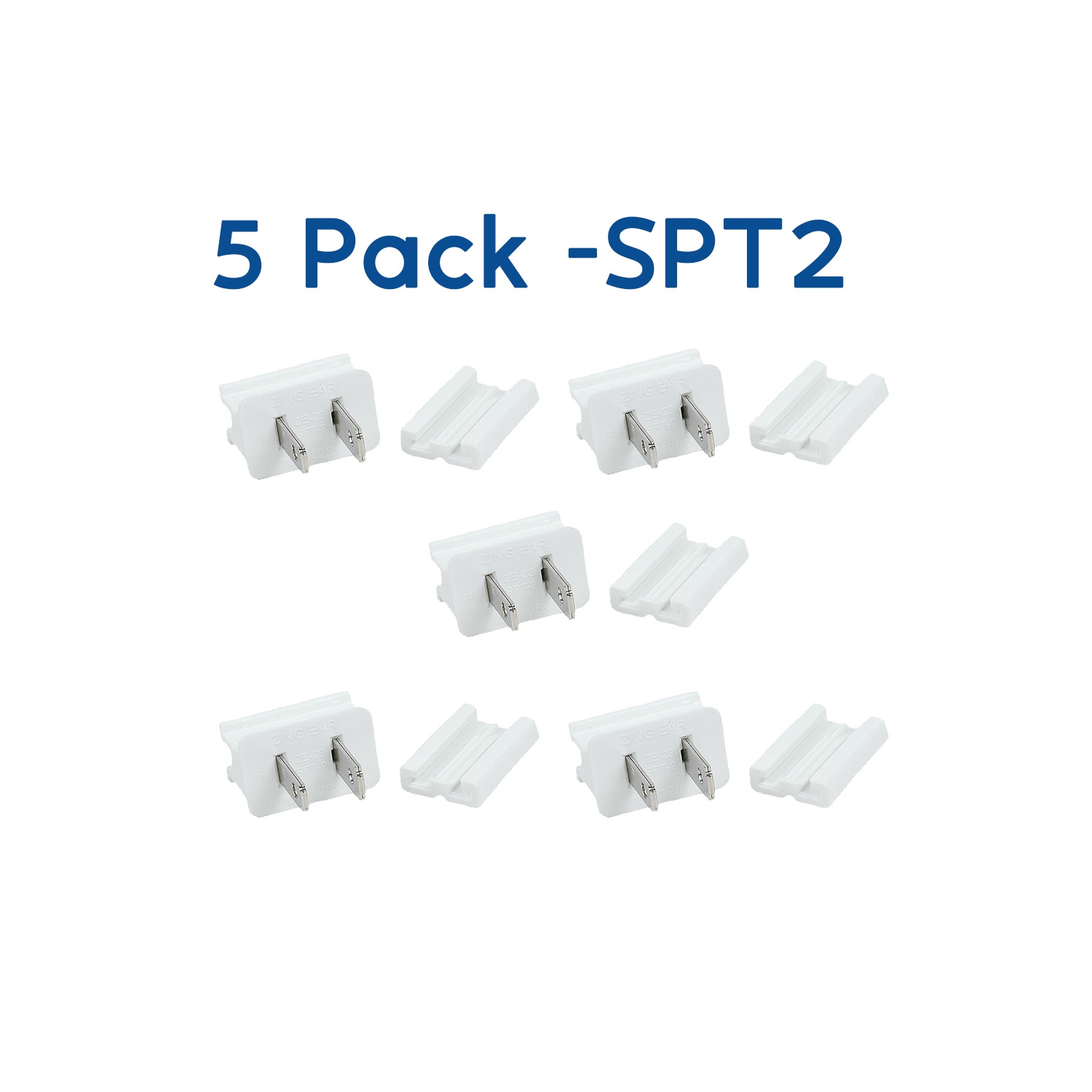 Novelty Lights SPT-2 Male and Female Plug, Snap On Vampire Plugs, White, Polarized, 10 Amp