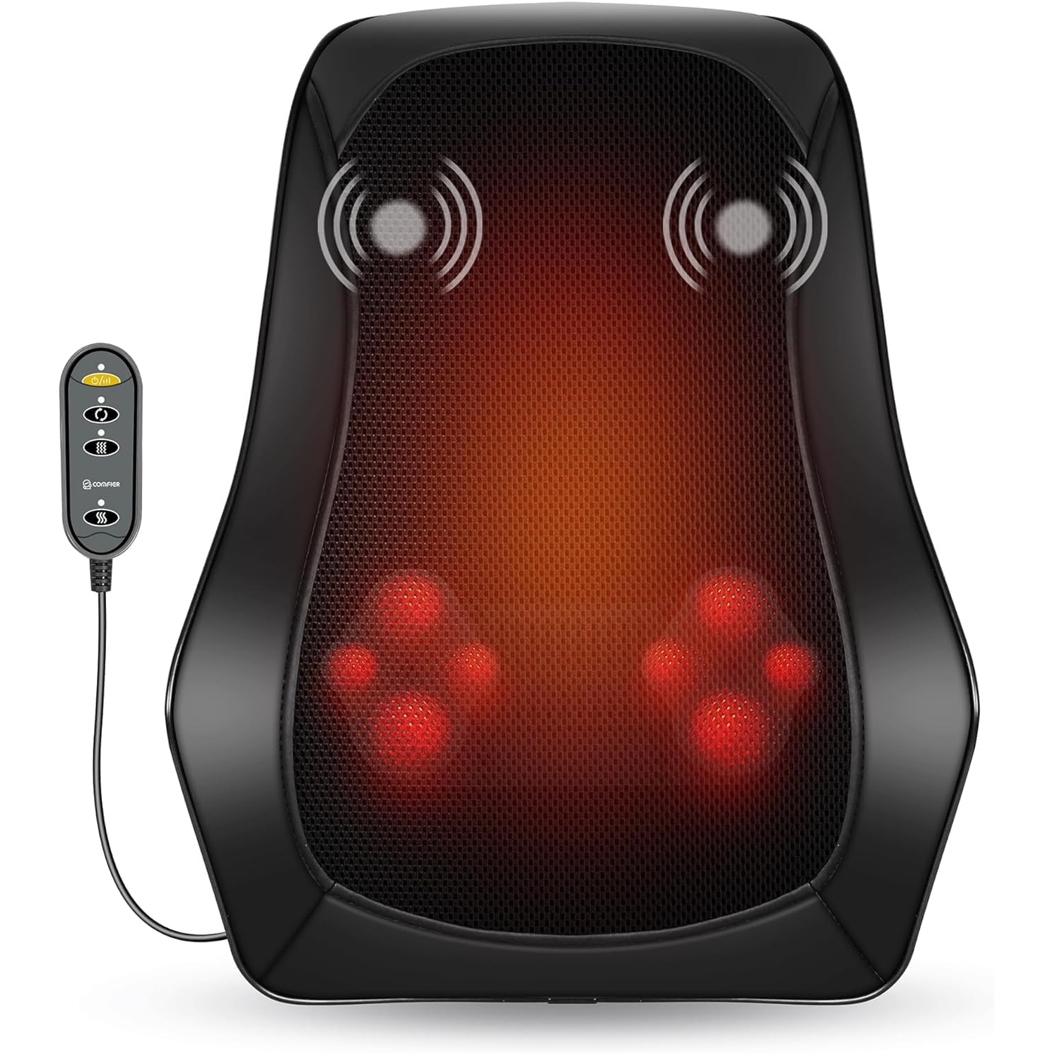 Comfier Back Massager with Heat, Shiatsu Neck and Shoulder Massager Pillow for Pain Relief, 3D Kneading Massagers for Back and Neck Gifts