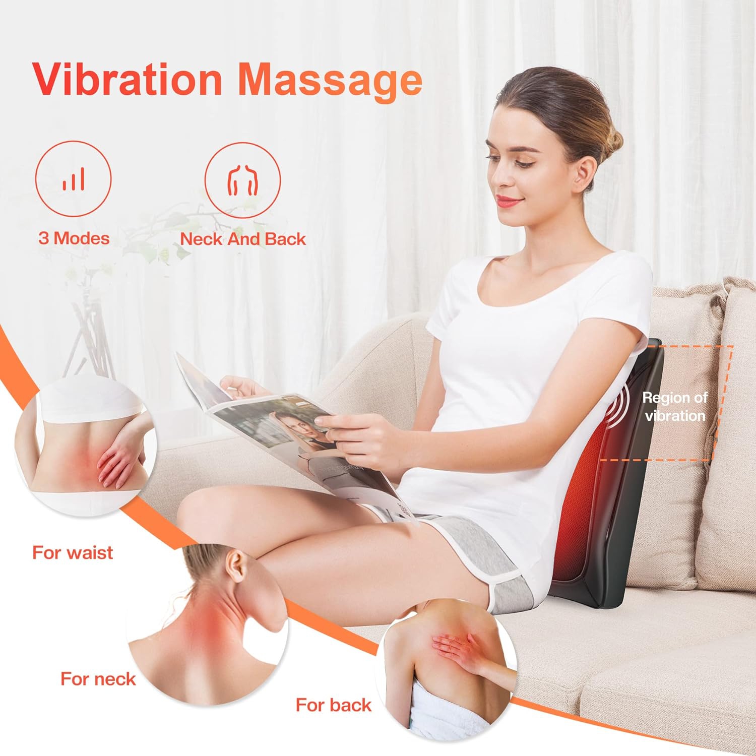 Comfier Back Massager with Heat, Shiatsu Neck and Shoulder Massager Pillow for Pain Relief, 3D Kneading Massagers for Back and Neck Gifts