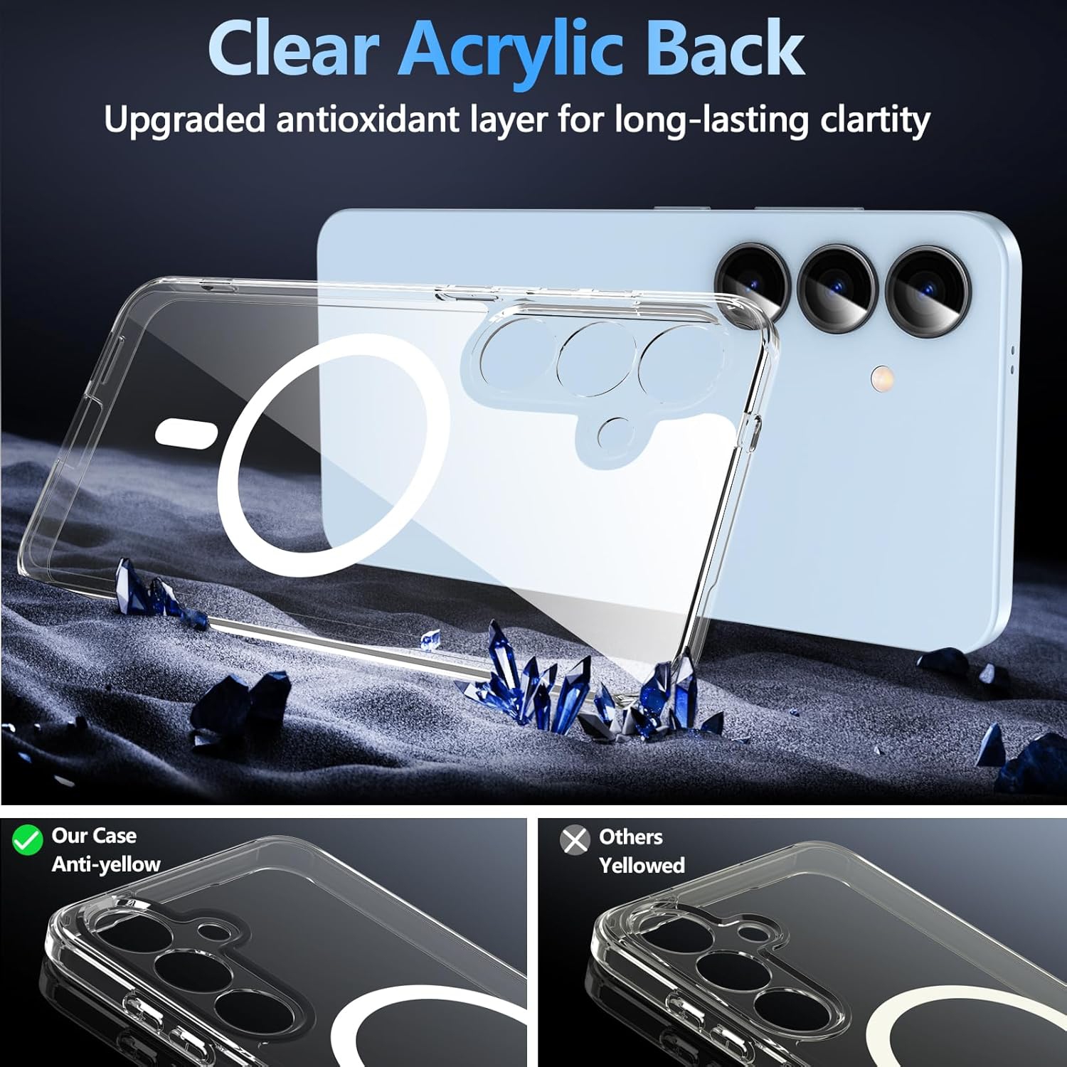 Samsung S25 Case Compatible with MagSafe, Clear Strong Magnetic Anti-Scratch Shockproof Phone Cover