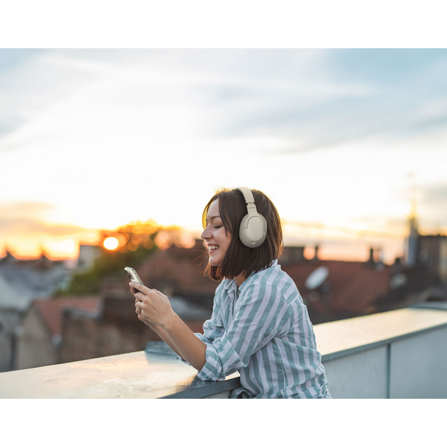 Belkin SoundForm Surround Over-Ear Sound Isolating True Wireless Headphones - Sand