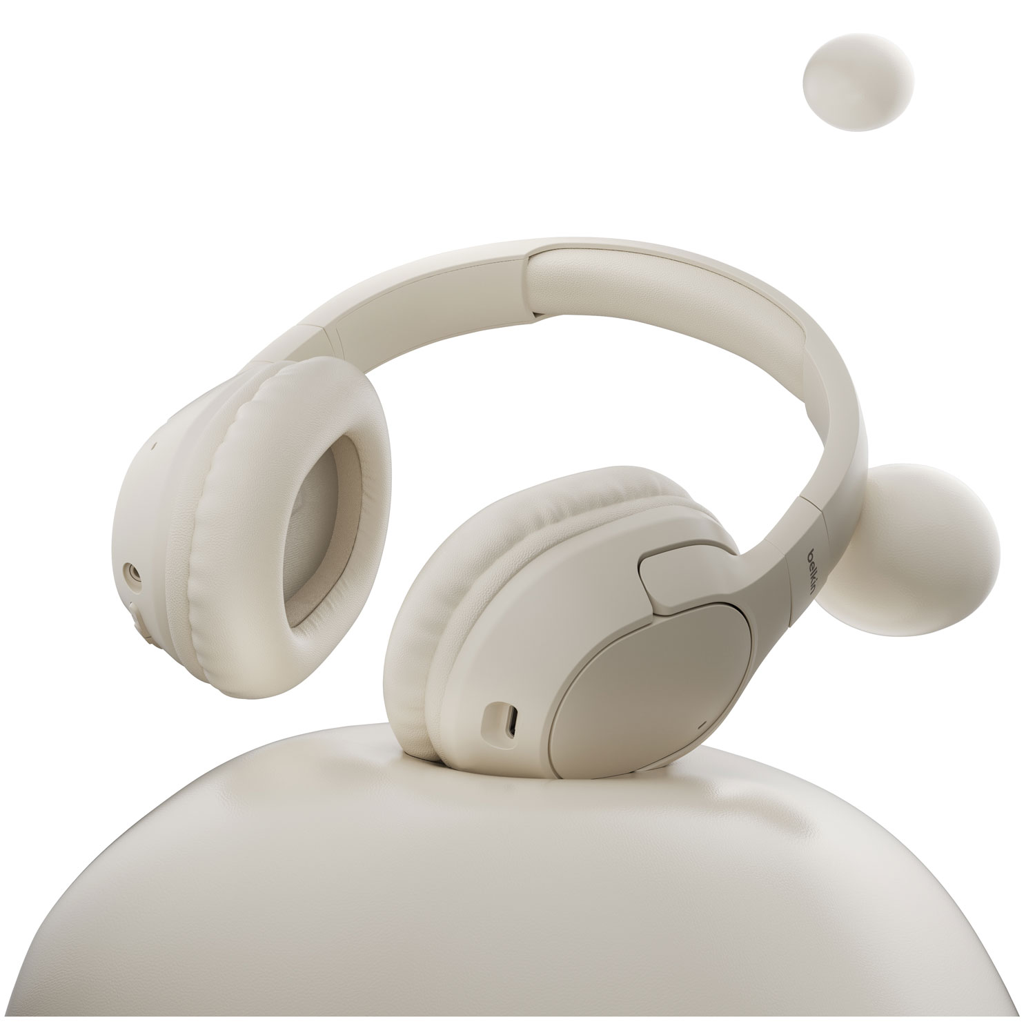 Belkin SoundForm Surround Over-Ear Sound Isolating True Wireless Headphones - Sand