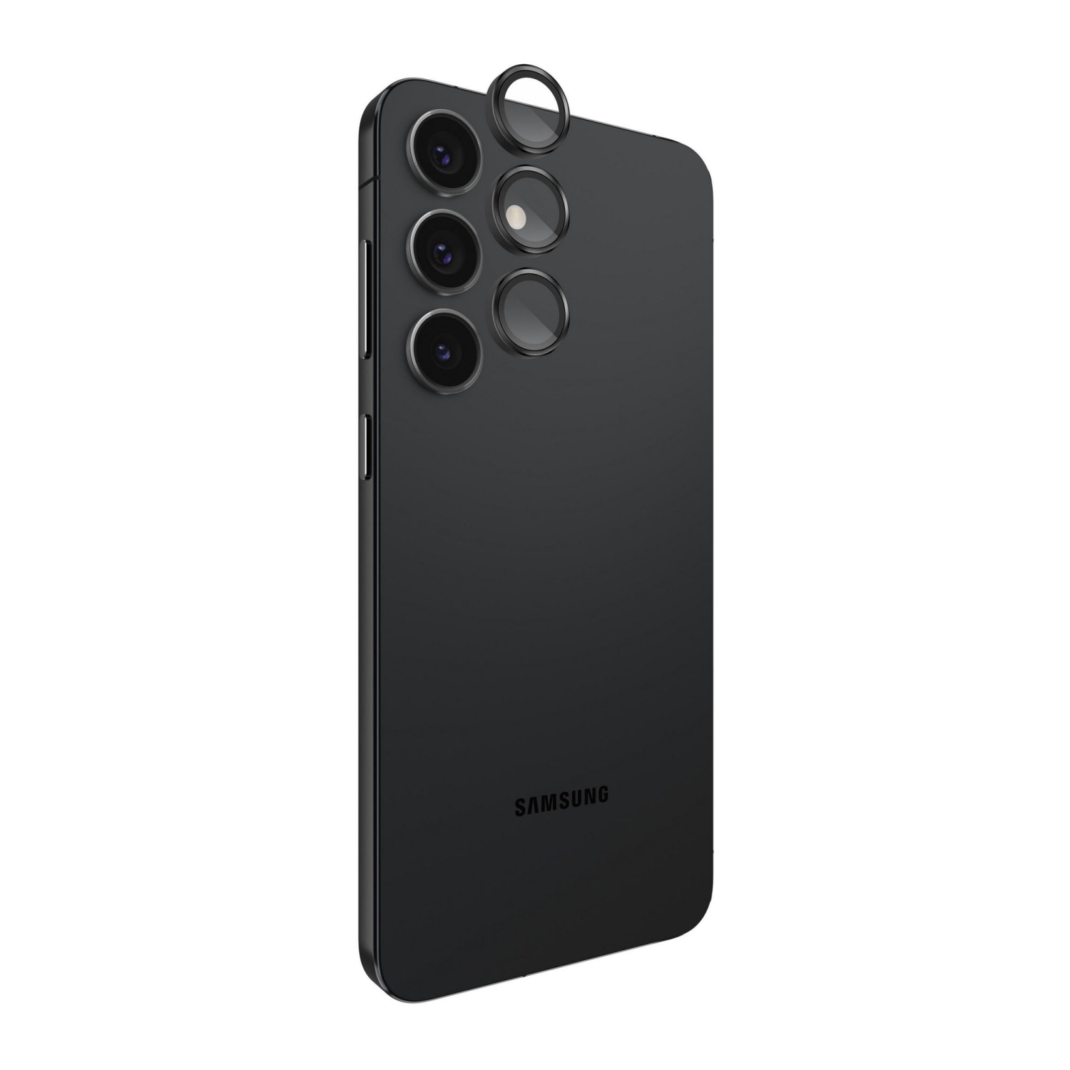 Protecteur d'objectif en verre avec anneau en aluminium de Case-Mate pour Galaxy S25+ de Samsung - Noir