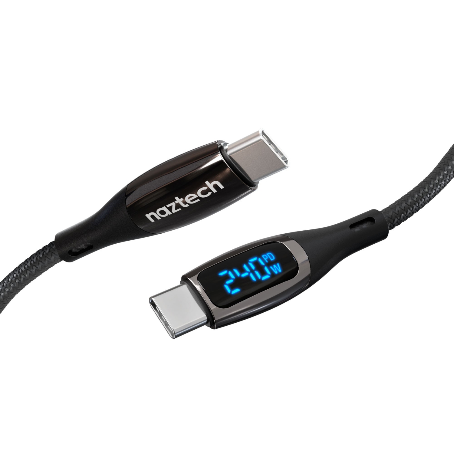 Naztech 6 ft DigiWATT 240W USB-C to USB-C Digital Fast Charge Cable with LED Power Display