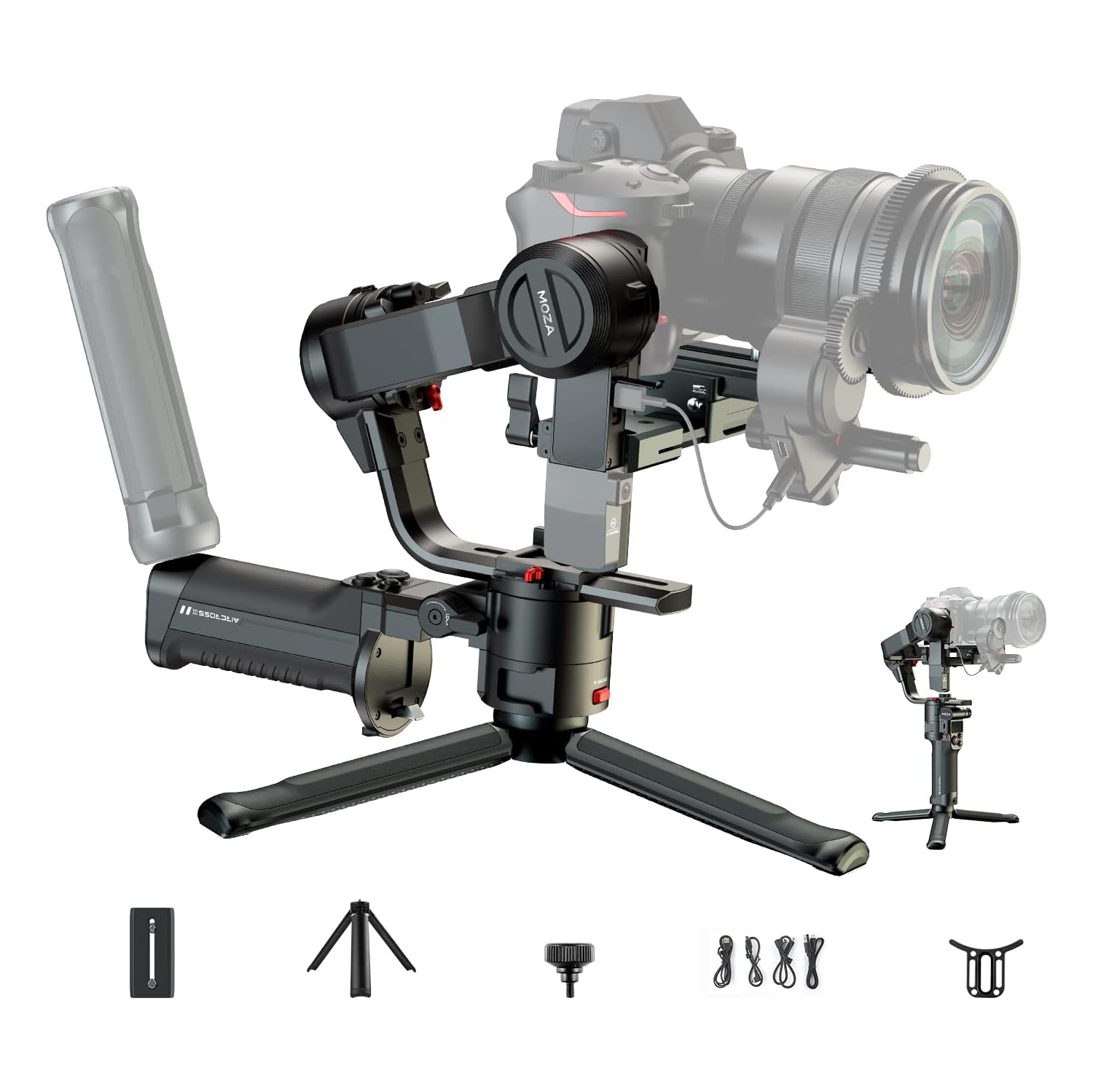 MOZA Aircross 3, 3-Axis Handheld Gimbal Stabilizer for DSLR Cameras/Mirrorless Upgraded UI Design up to 20hrs Runtime - Refurbished(Excellent)