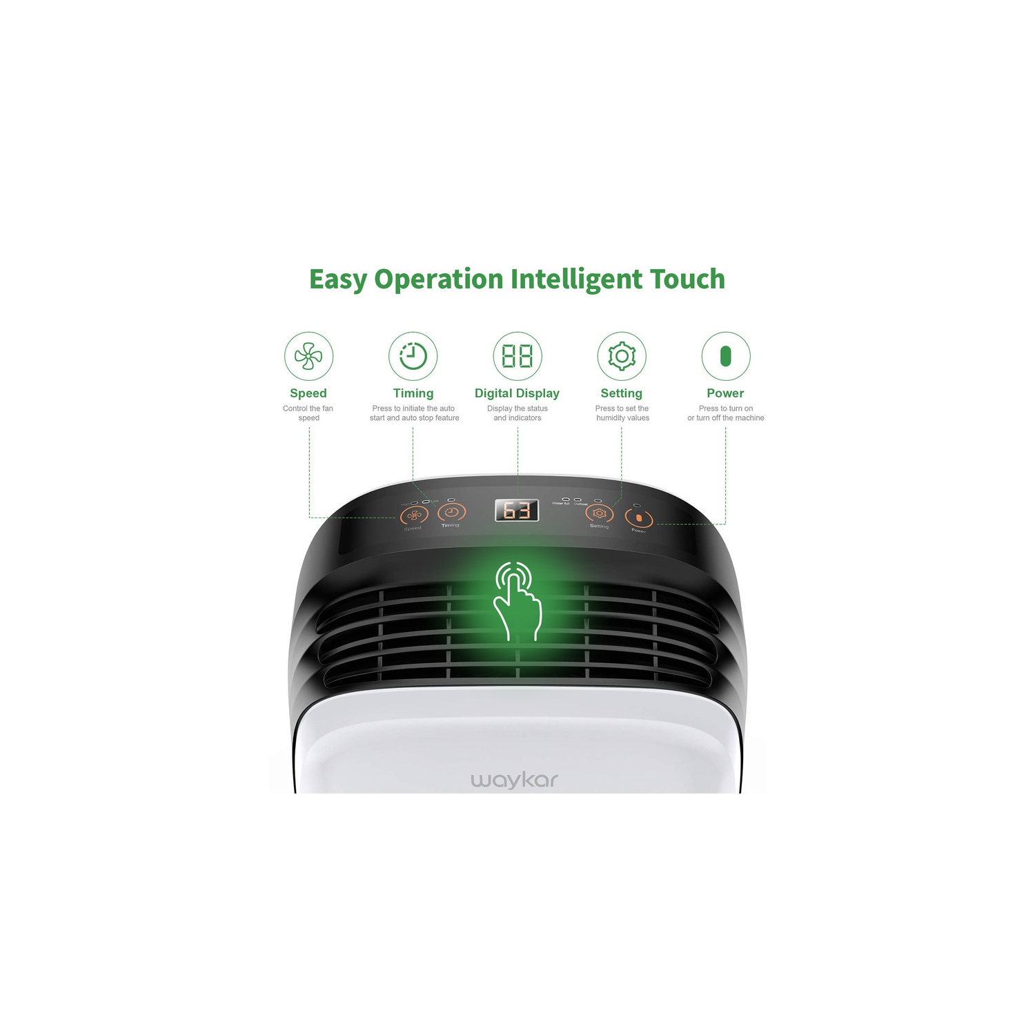 Déshumidificateur de 30 chopines de Waykar avec Smart Dry pour les sous-sols de chambre ou les pièces humides jusqu'à 2000&nbsp;pi² Blanc