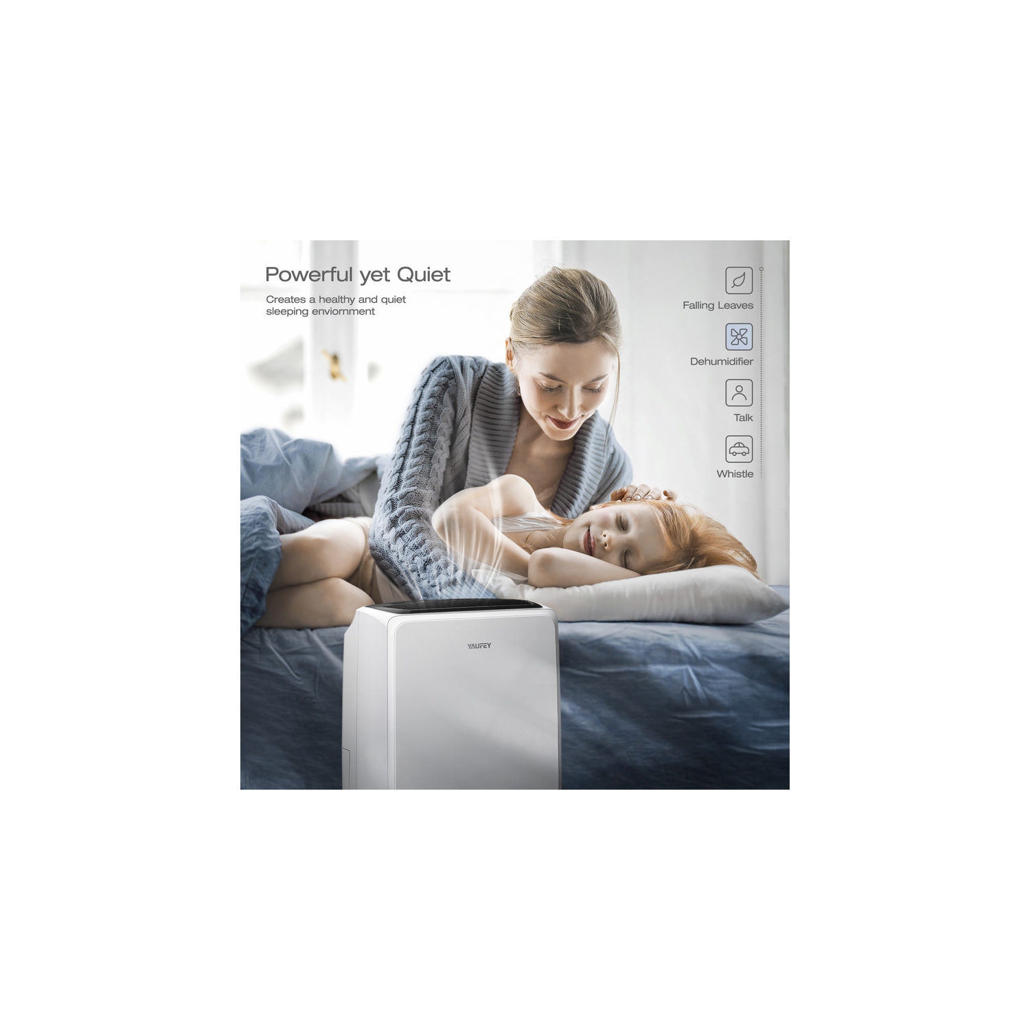 Déshumidificateur pour la maison à faible bruit 32.7-pintes de Yaufey pour l'intérieur Recommandé pour jusqu'à 2&nbsp;500&nbsp;pi² Avec réservoir