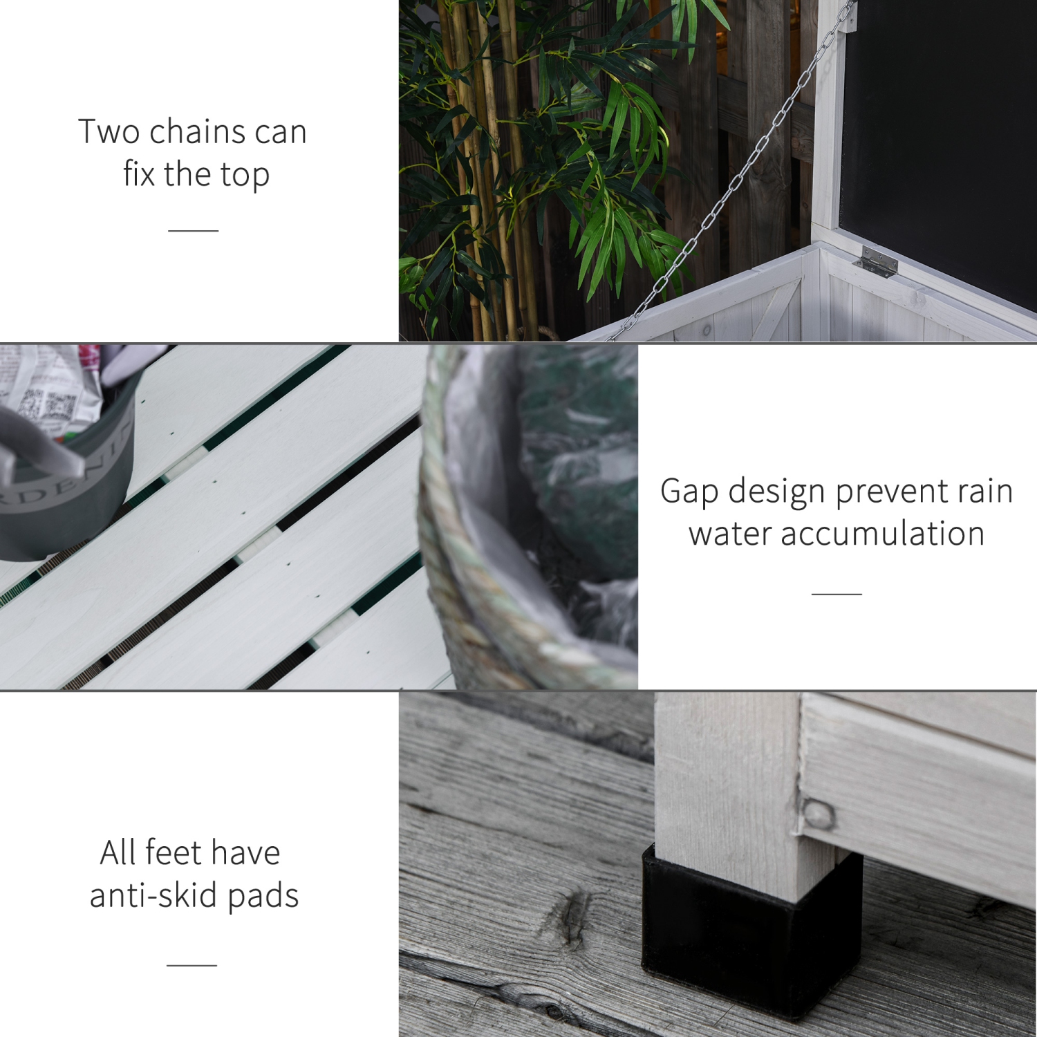 Outsunny – Boîte de rangement en bois pour terrasse de 75 gallons, bac de rangement extérieur Garden Backyard avec vide aéré et fini résistant aux