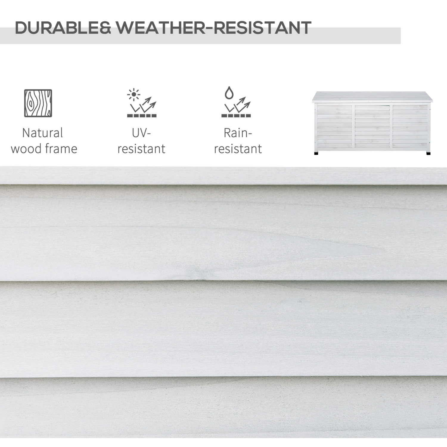 Outsunny – Boîte de rangement en bois pour terrasse de 75 gallons, bac de rangement extérieur Garden Backyard avec vide aéré et fini résistant aux