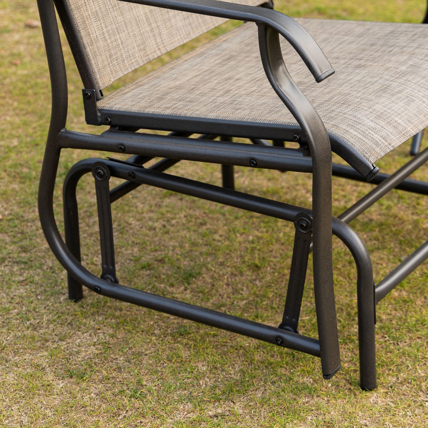 Outsunny 2 Pieces Outdoor Patio Glider Chairs, 2 Person Glider Rocking Chair Set with Breathable Mesh Fabric and Steel Frame for Porch, Garden,