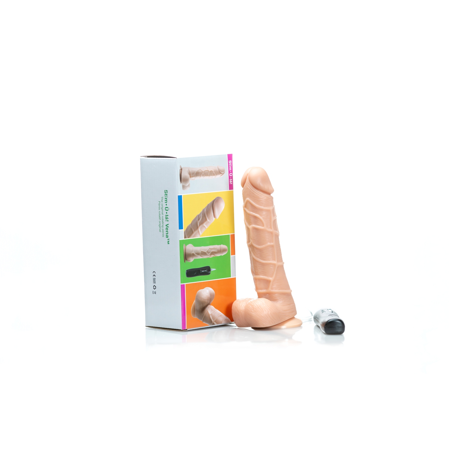 STIMULA VENA - PÉNIS DILDO ROTATIF RÉALISTE AVEC TÉLÉCOMMANDE ET VENTOUSE IDÉAL POUR LA DOUCHE - DELIVERED DANS UN EMBALLAGE CADEAU DISCRET